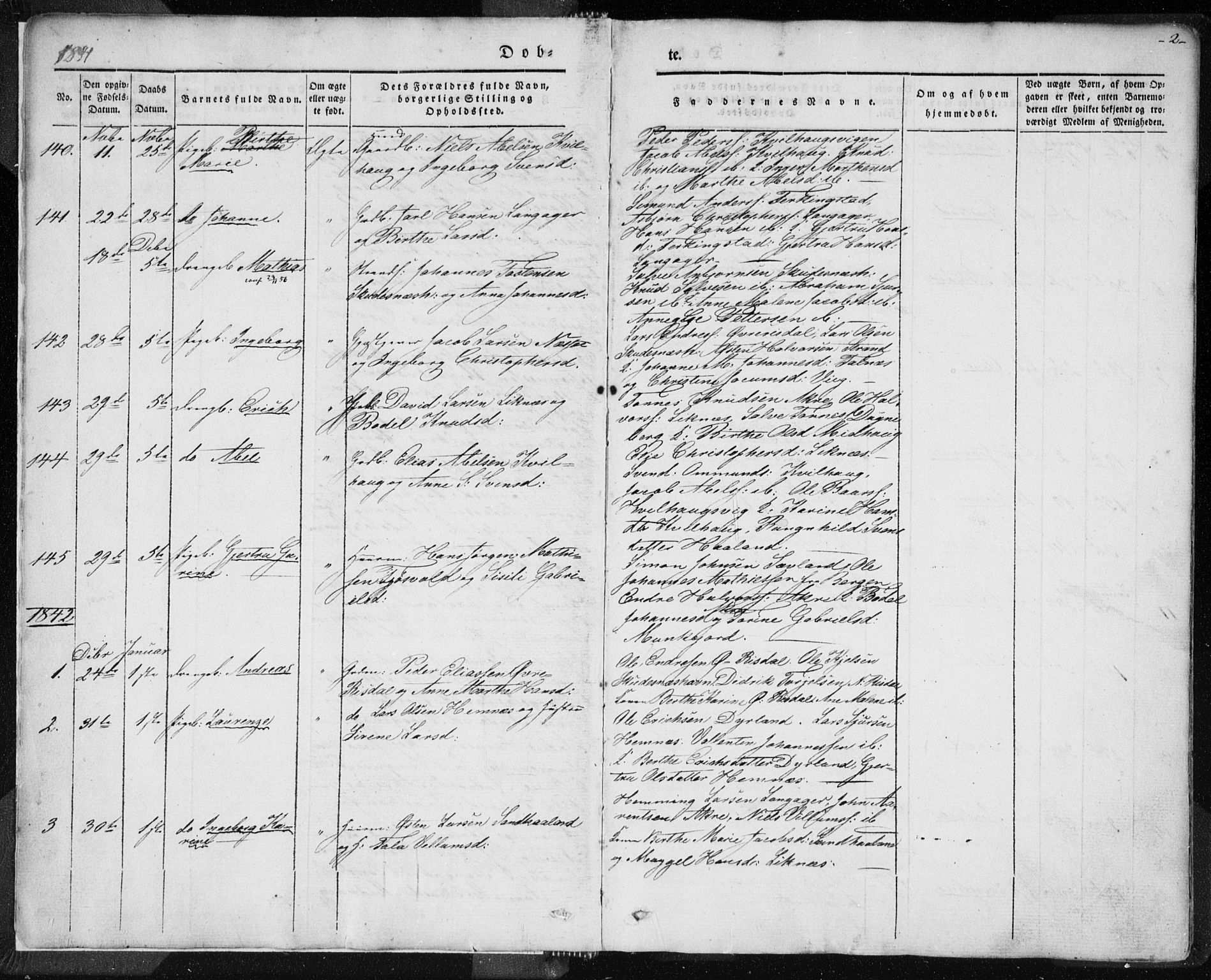 Skudenes sokneprestkontor, SAST/A -101849/H/Ha/Haa/L0002: Parish register (official) no. A 2.1, 1841-1846, p. 2