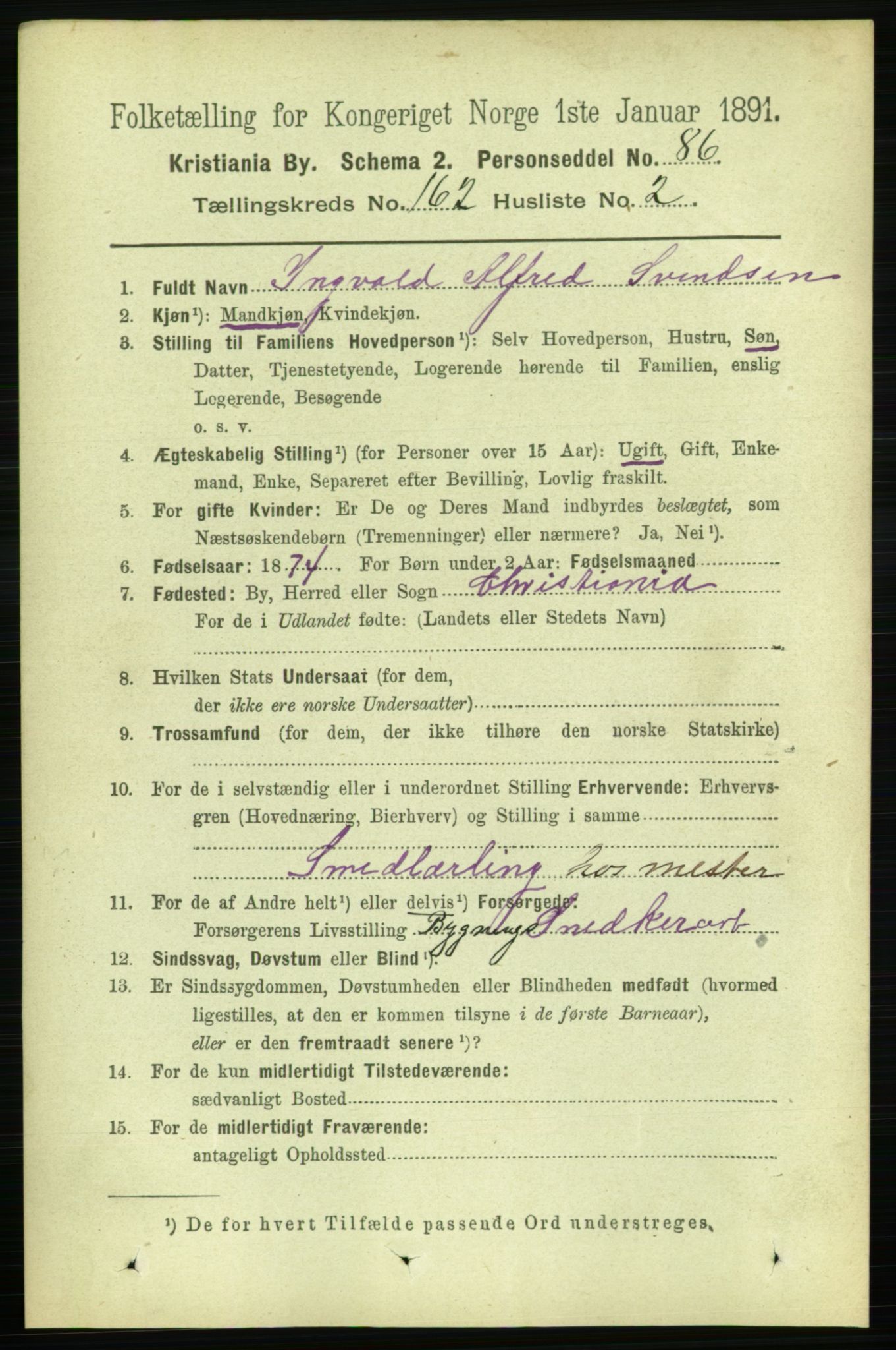 RA, 1891 census for 0301 Kristiania, 1891, p. 92744