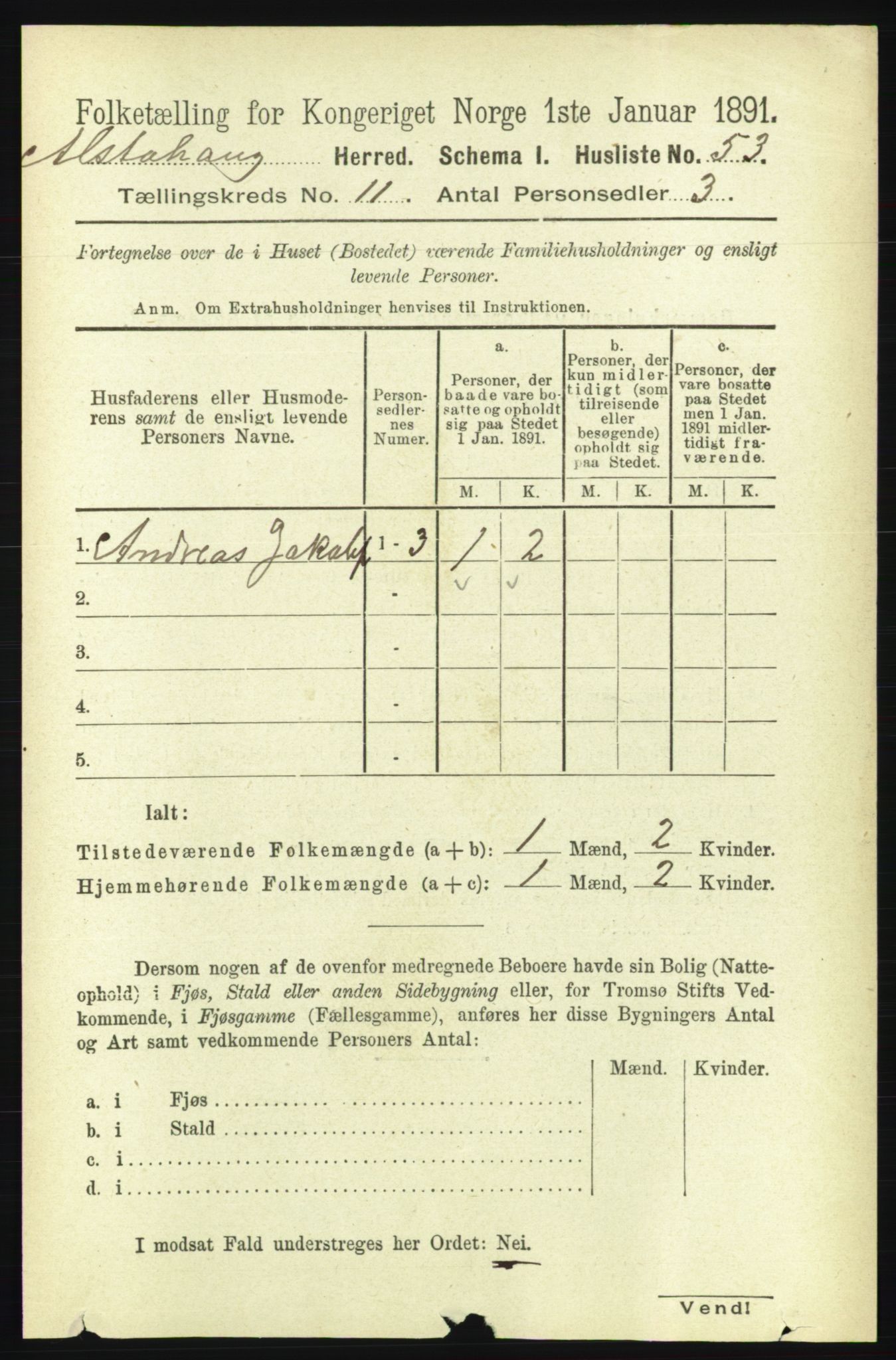 RA, 1891 census for 1820 Alstahaug, 1891, p. 3866