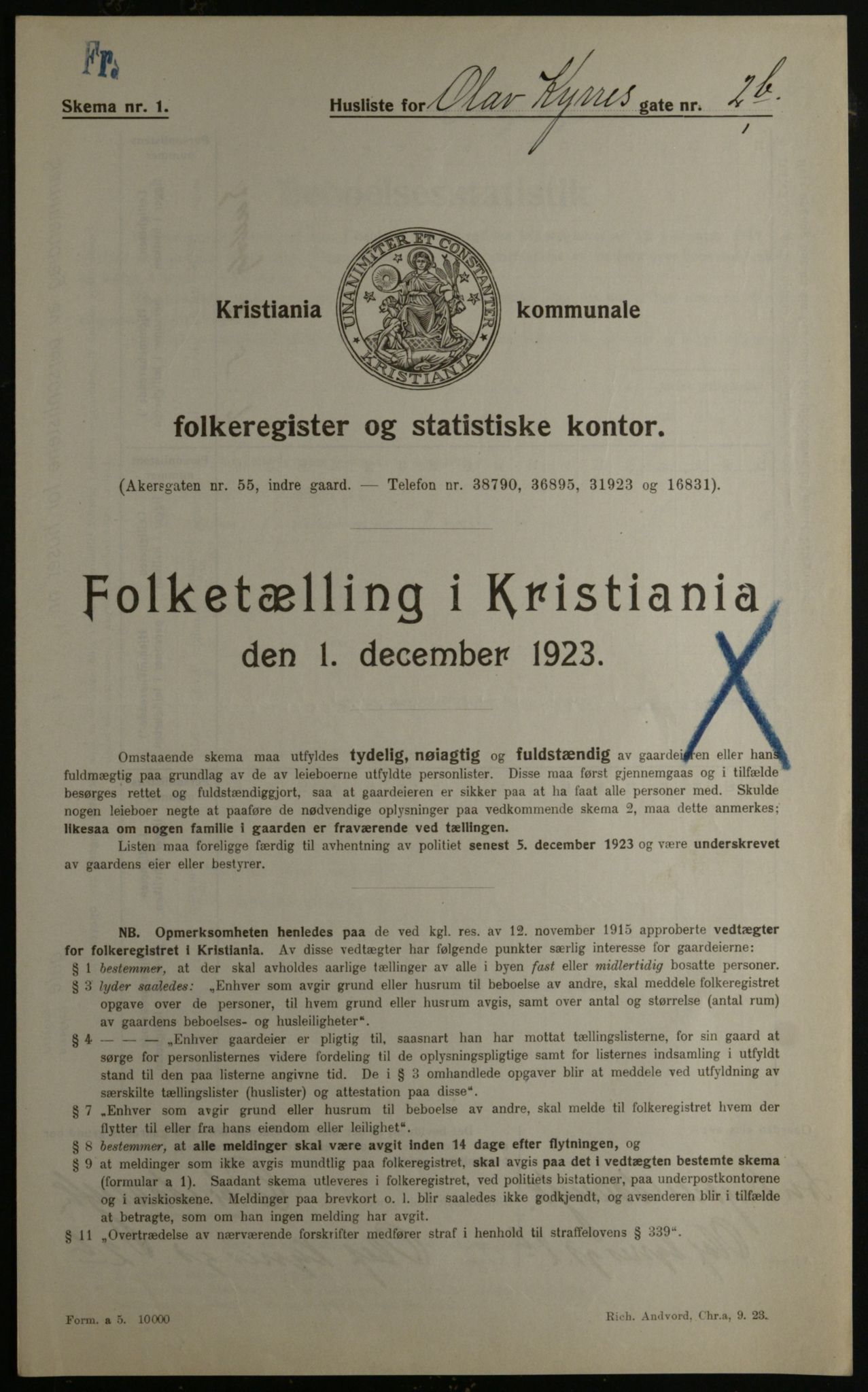 OBA, Municipal Census 1923 for Kristiania, 1923, p. 82742