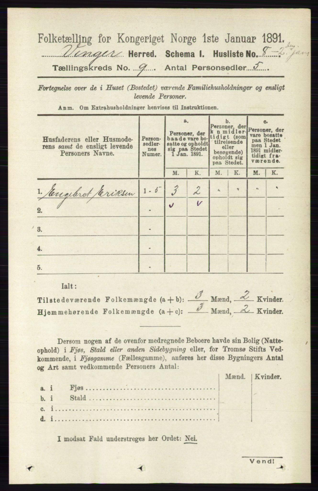 RA, 1891 census for 0421 Vinger, 1891, p. 4290