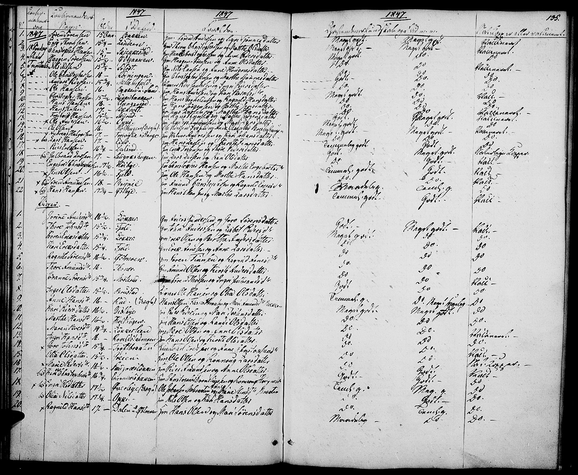 Nord-Odal prestekontor, AV/SAH-PREST-032/H/Ha/Haa/L0002: Parish register (official) no. 2, 1839-1850, p. 135