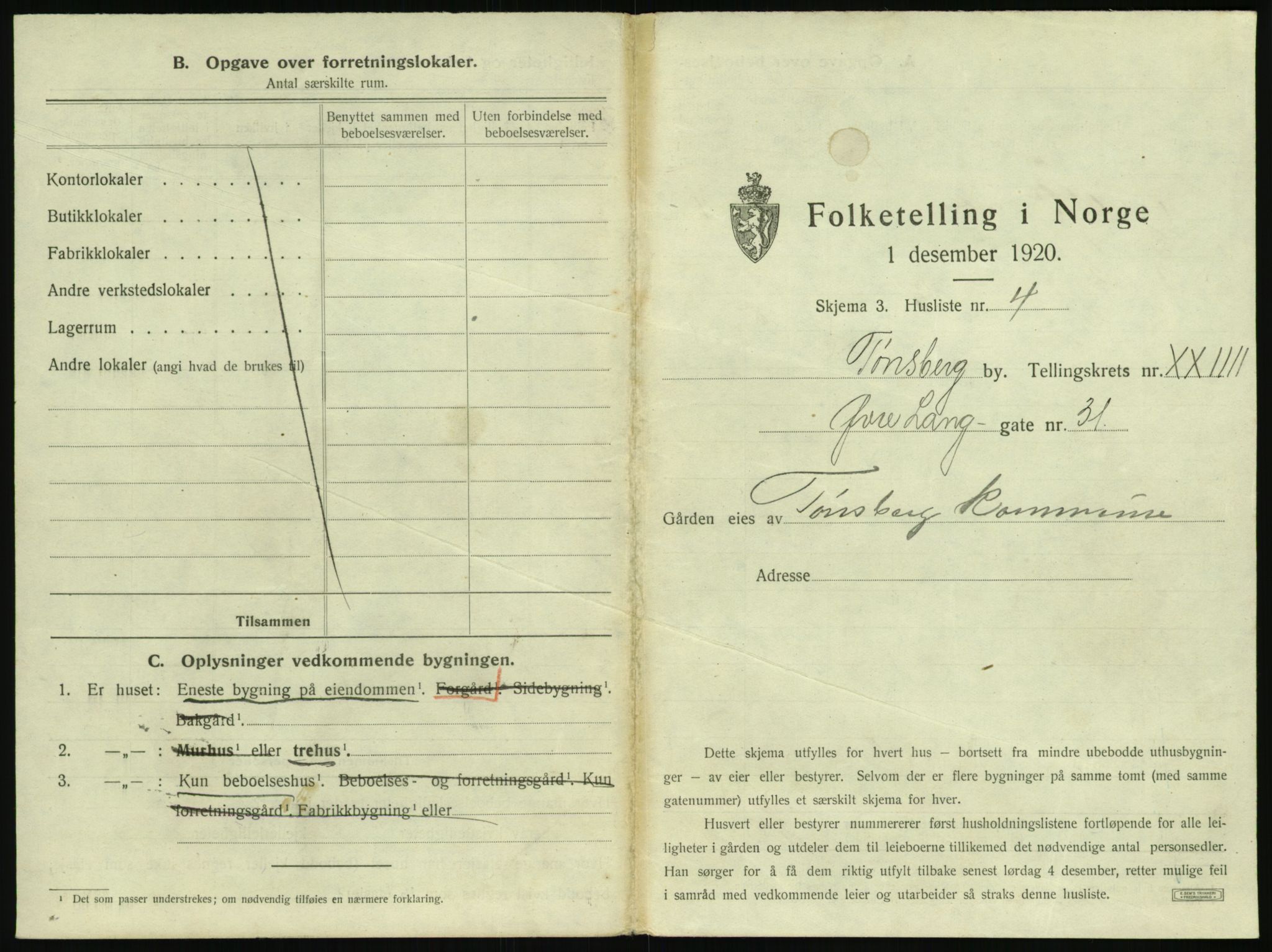 SAKO, 1920 census for Tønsberg, 1920, p. 2371