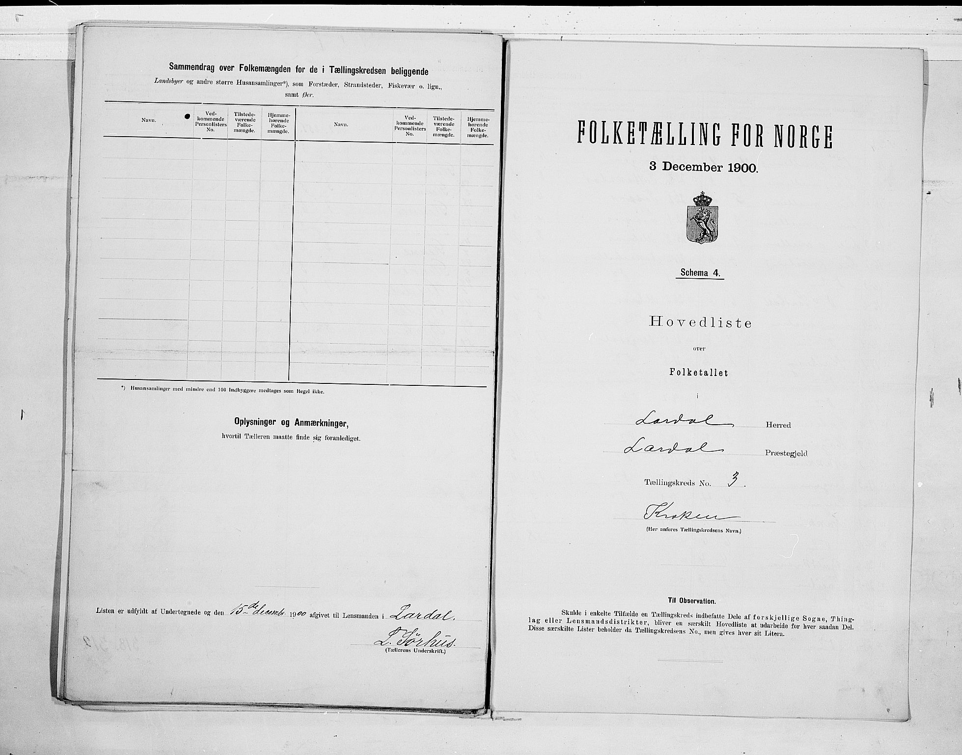 RA, 1900 census for Lardal, 1900, p. 18