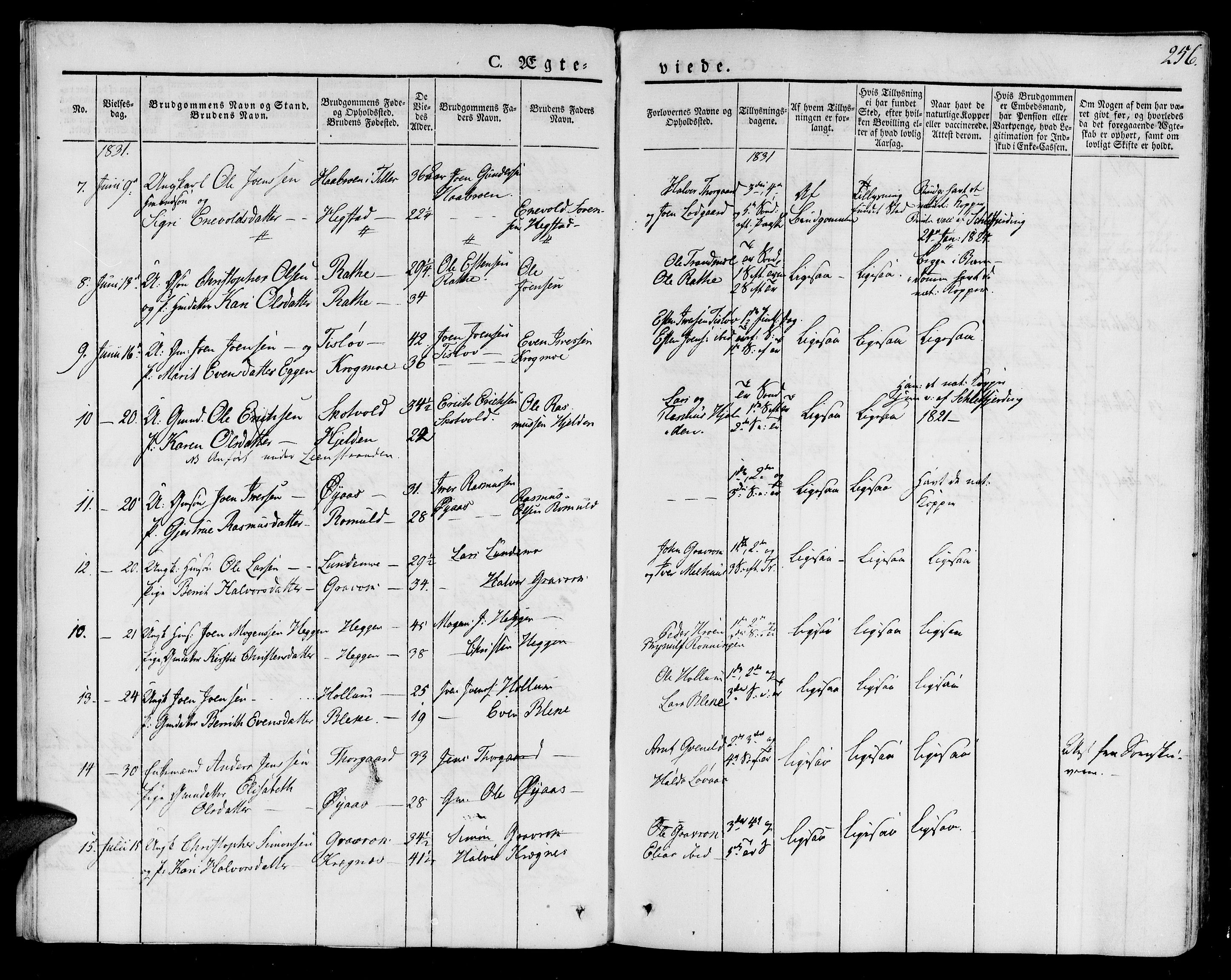 Ministerialprotokoller, klokkerbøker og fødselsregistre - Sør-Trøndelag, SAT/A-1456/691/L1070: Parish register (official) no. 691A05 /1, 1826-1841, p. 256