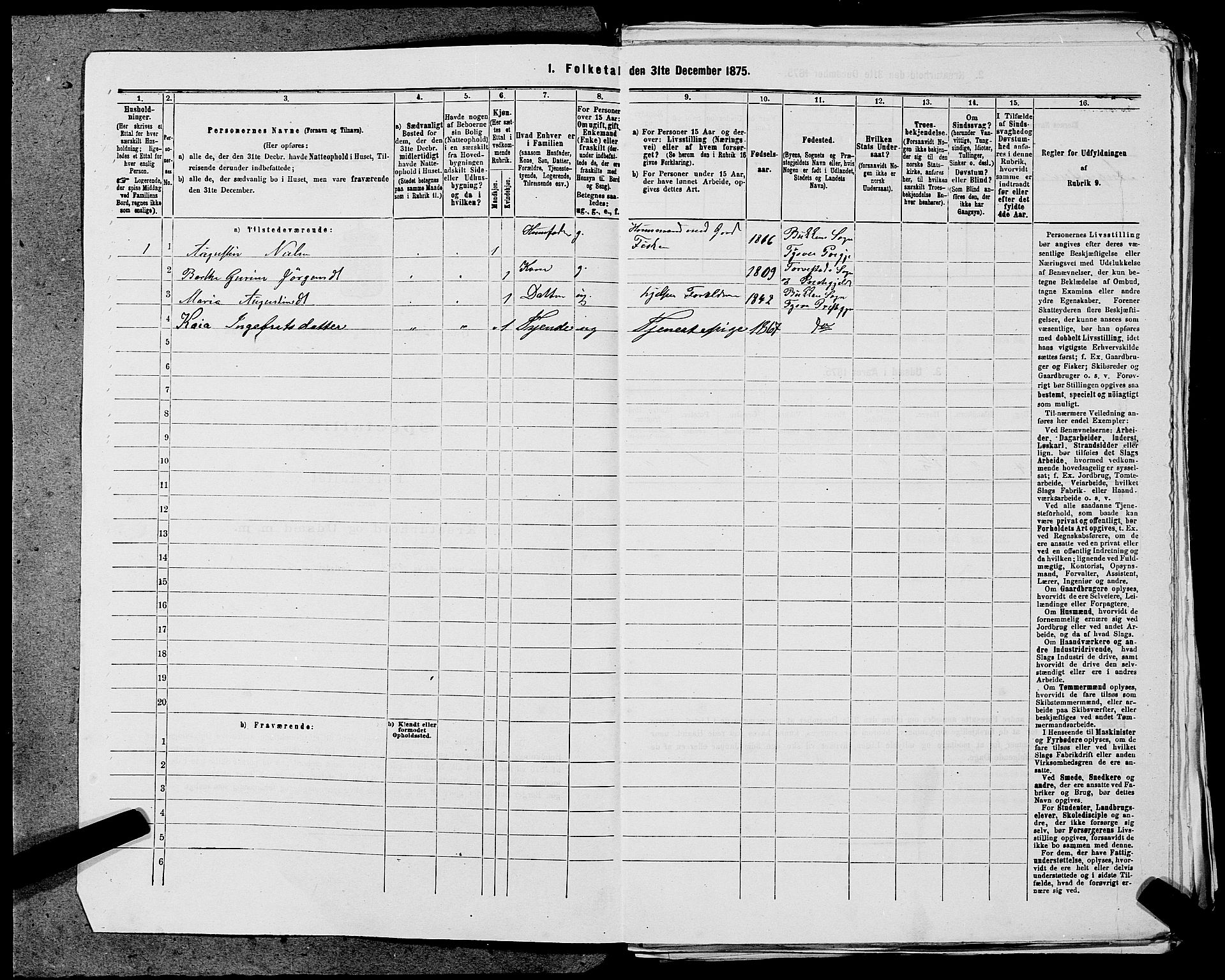 SAST, 1875 census for 1146P Tysvær, 1875, p. 1124