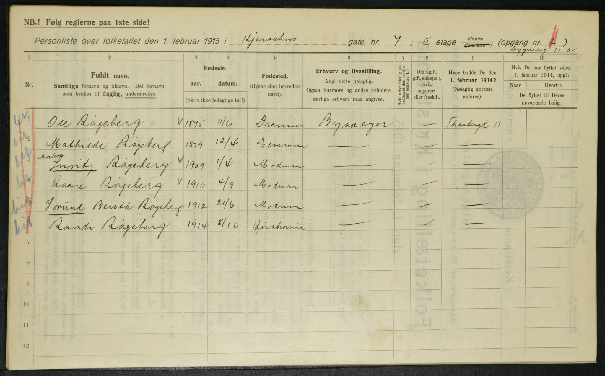 OBA, Municipal Census 1915 for Kristiania, 1915, p. 48989