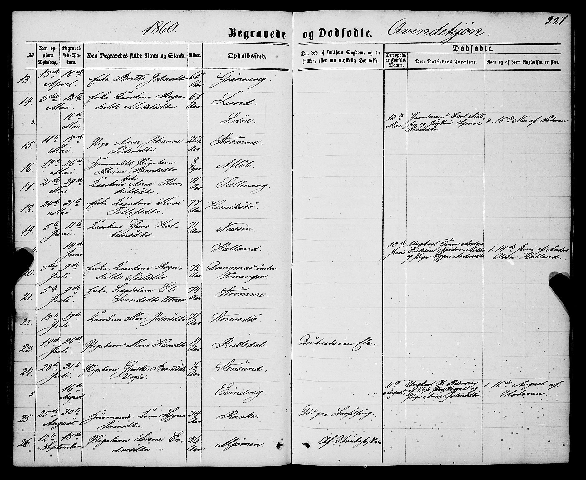 Gulen sokneprestembete, AV/SAB-A-80201/H/Haa/Haaa/L0022: Parish register (official) no. A 22, 1859-1869, p. 227