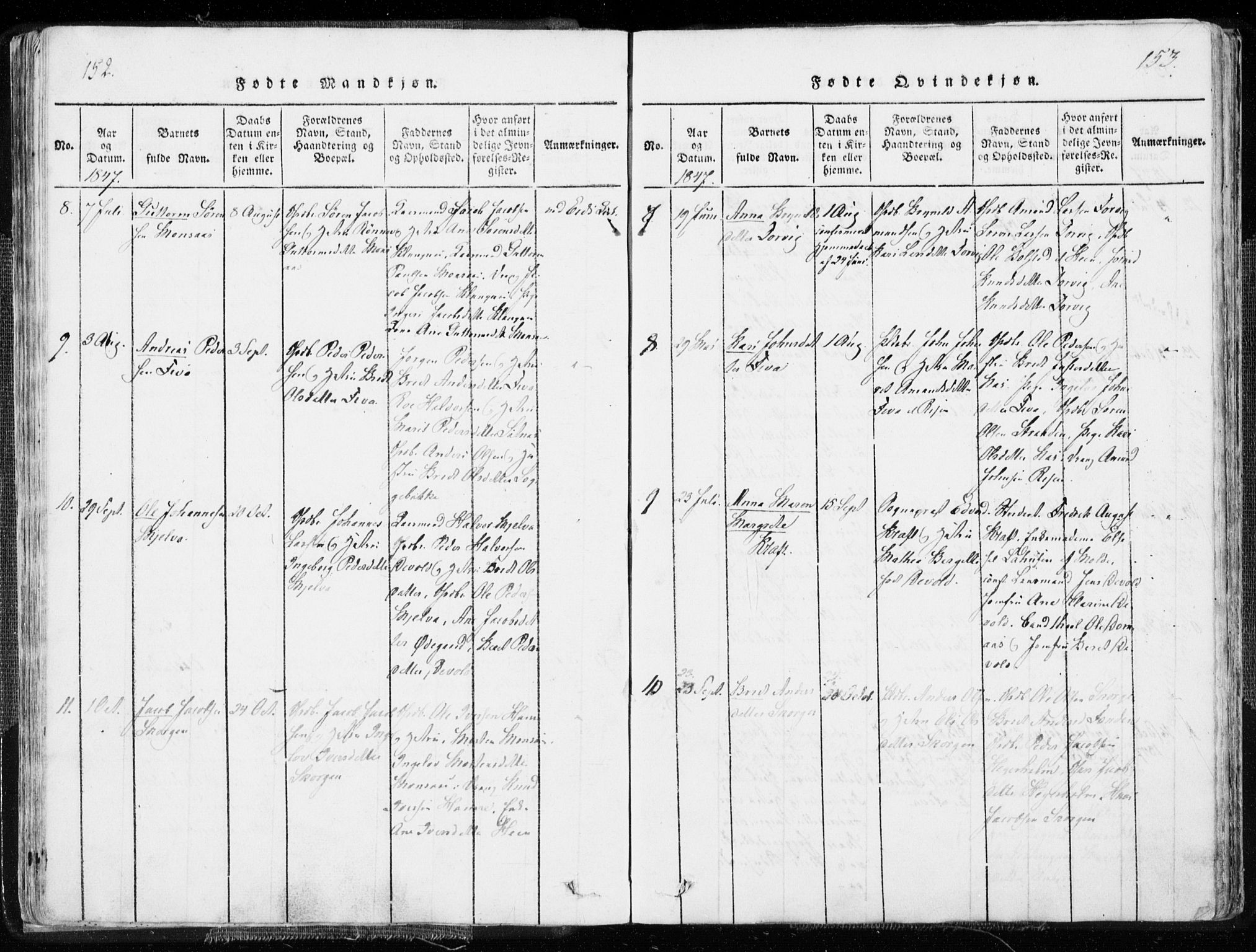 Ministerialprotokoller, klokkerbøker og fødselsregistre - Møre og Romsdal, AV/SAT-A-1454/544/L0571: Parish register (official) no. 544A04, 1818-1853, p. 152-153