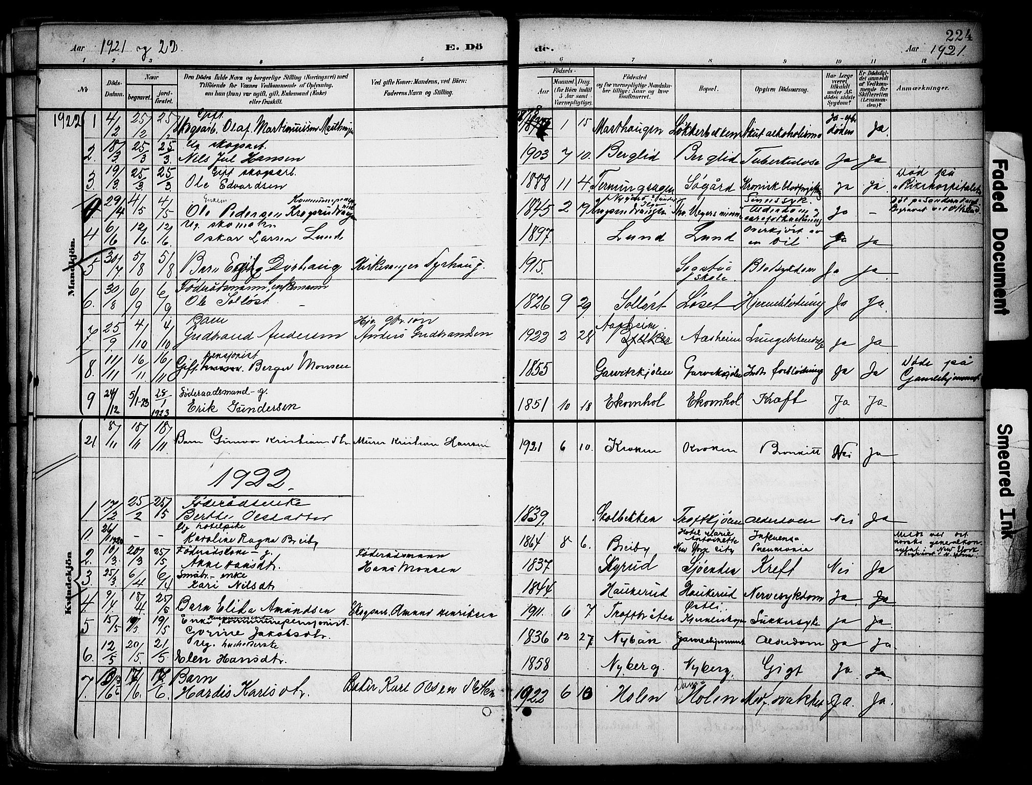 Nord-Odal prestekontor, AV/SAH-PREST-032/H/Ha/Haa/L0007: Parish register (official) no. 7, 1902-1926, p. 224