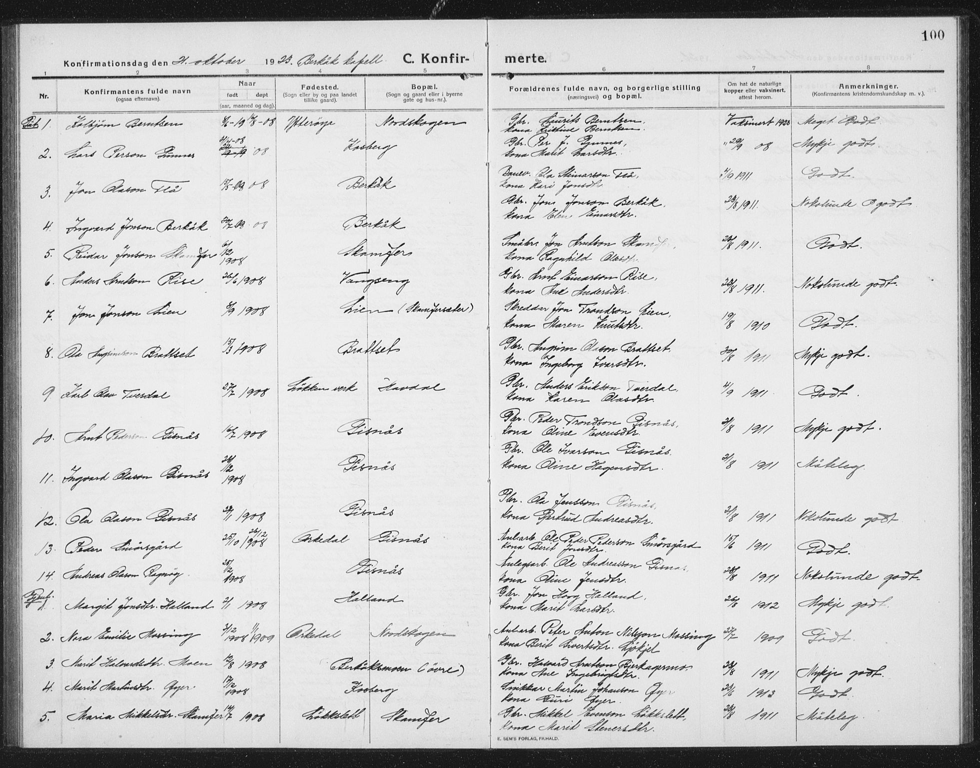 Ministerialprotokoller, klokkerbøker og fødselsregistre - Sør-Trøndelag, SAT/A-1456/675/L0888: Parish register (copy) no. 675C01, 1913-1935, p. 100
