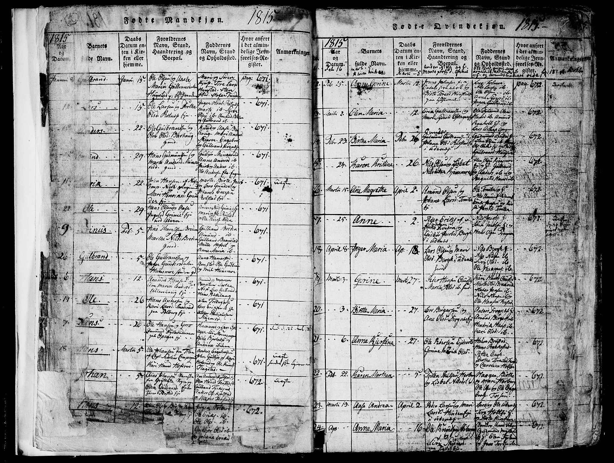 Nes prestekontor Kirkebøker, AV/SAO-A-10410/F/Fa/L0005: Parish register (official) no. I 5, 1815-1835, p. 2-3