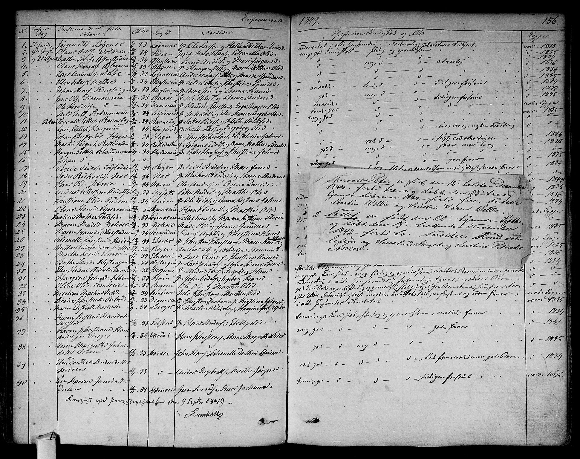 Asker prestekontor Kirkebøker, SAO/A-10256a/F/Fa/L0009: Parish register (official) no. I 9, 1825-1878, p. 156