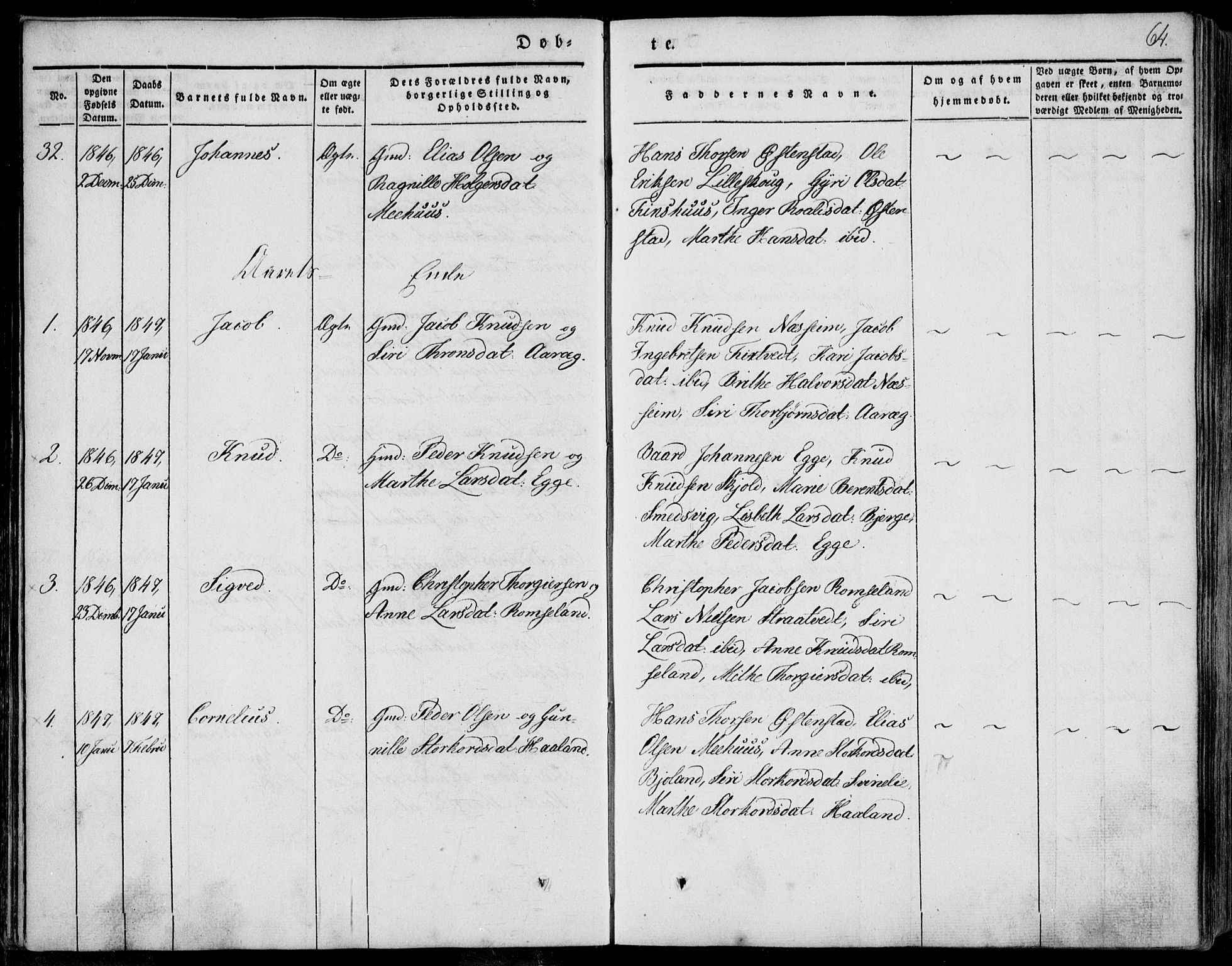 Skjold sokneprestkontor, AV/SAST-A-101847/H/Ha/Haa/L0006: Parish register (official) no. A 6.1, 1835-1858, p. 64