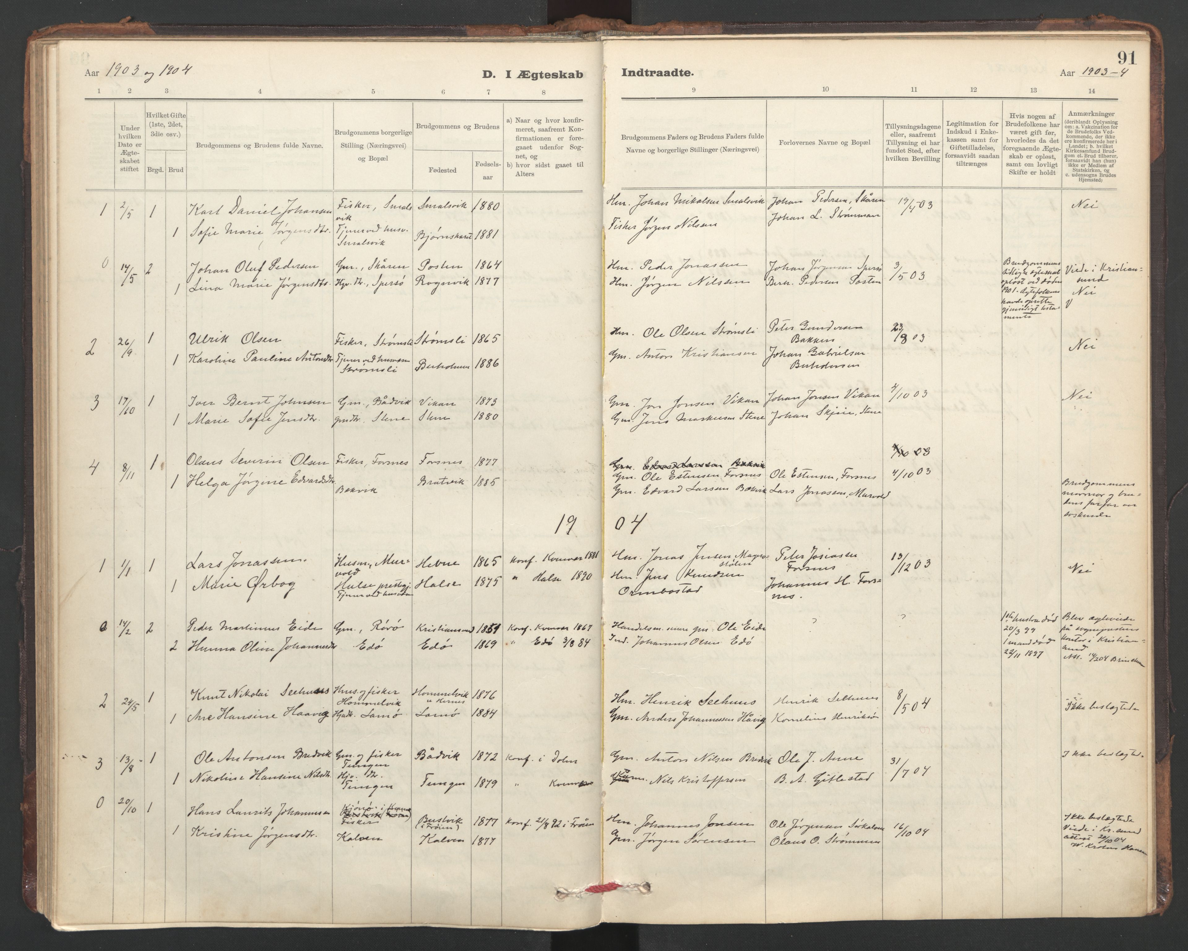 Ministerialprotokoller, klokkerbøker og fødselsregistre - Sør-Trøndelag, SAT/A-1456/635/L0552: Parish register (official) no. 635A02, 1899-1919, p. 91