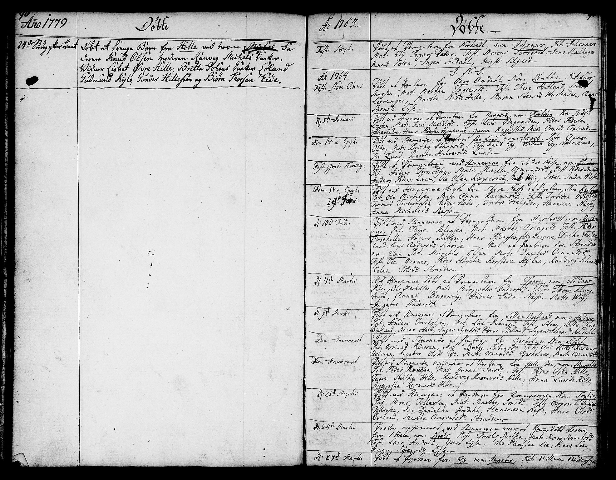 Nedstrand sokneprestkontor, SAST/A-101841/01/IV: Parish register (official) no. A 3, 1764-1779, p. 90-91