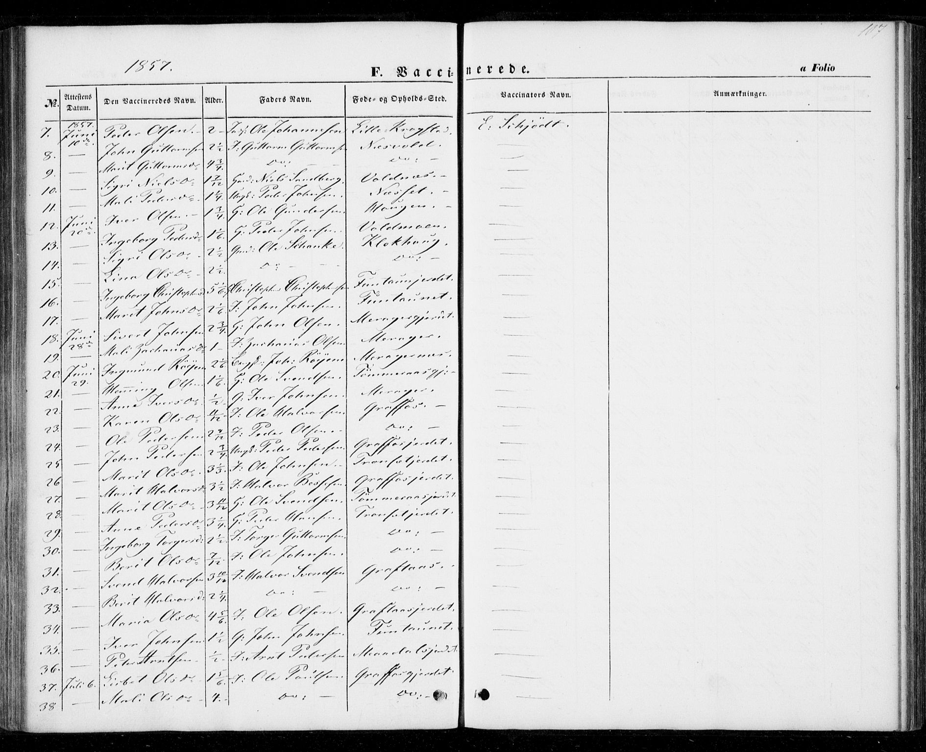 Ministerialprotokoller, klokkerbøker og fødselsregistre - Nord-Trøndelag, SAT/A-1458/706/L0040: Parish register (official) no. 706A01, 1850-1861, p. 107