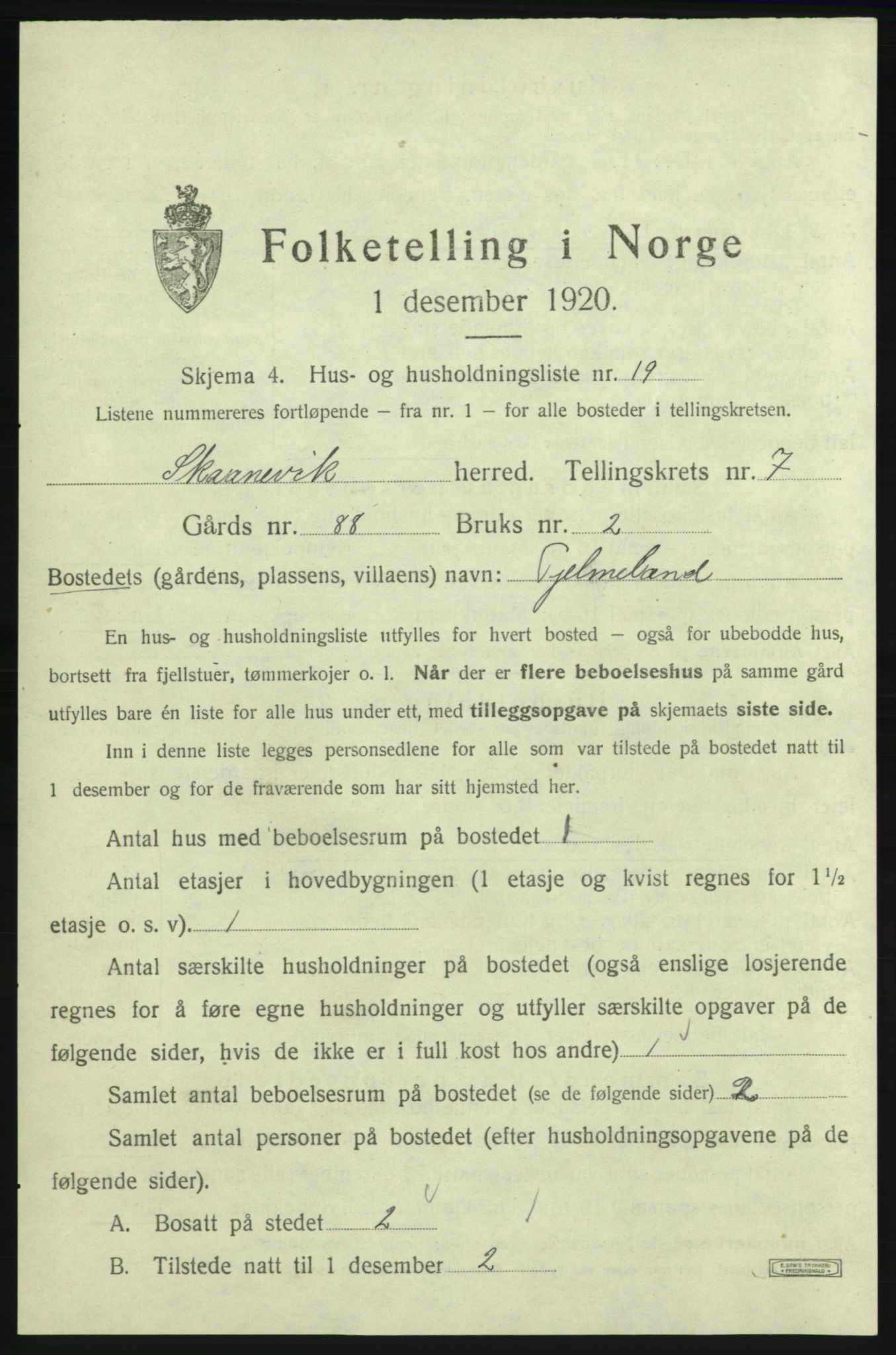 SAB, 1920 census for Skånevik, 1920, p. 979