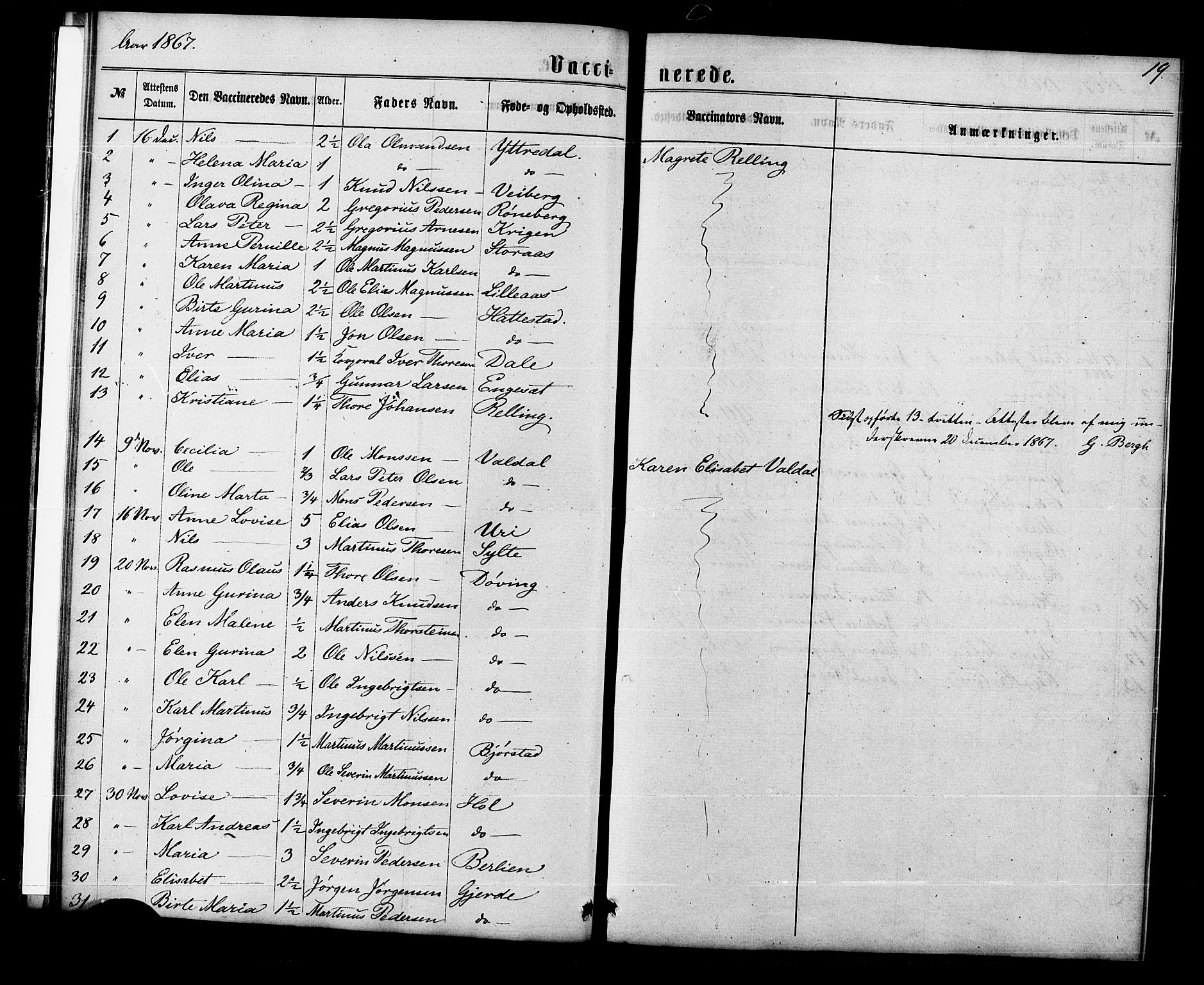 Ministerialprotokoller, klokkerbøker og fødselsregistre - Møre og Romsdal, SAT/A-1454/519/L0253: Parish register (official) no. 519A12, 1860-1883, p. 19