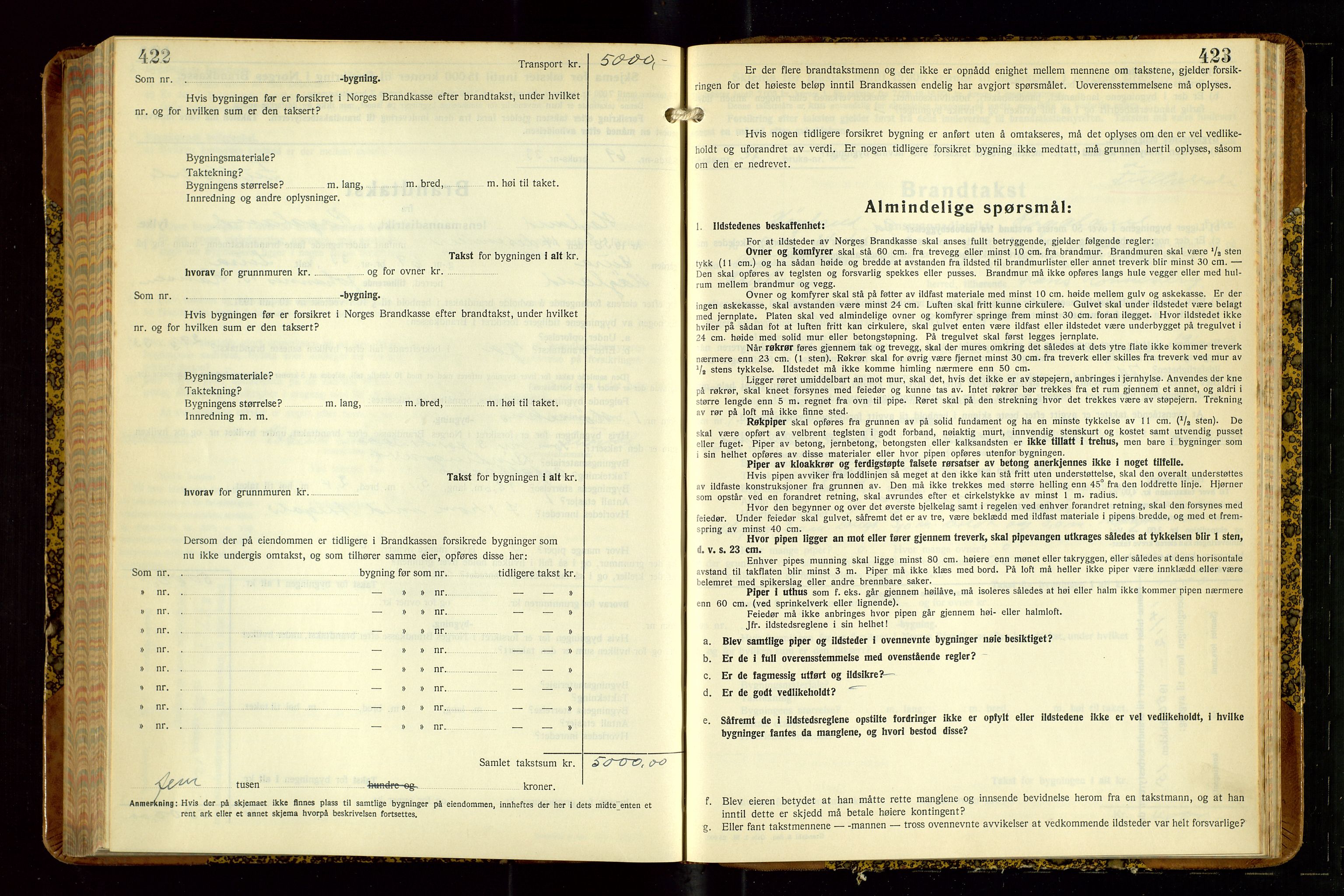 Høyland/Sandnes lensmannskontor, AV/SAST-A-100166/Gob/L0008: "Branntakstprotokoll", 1940-1952, p. 422-423