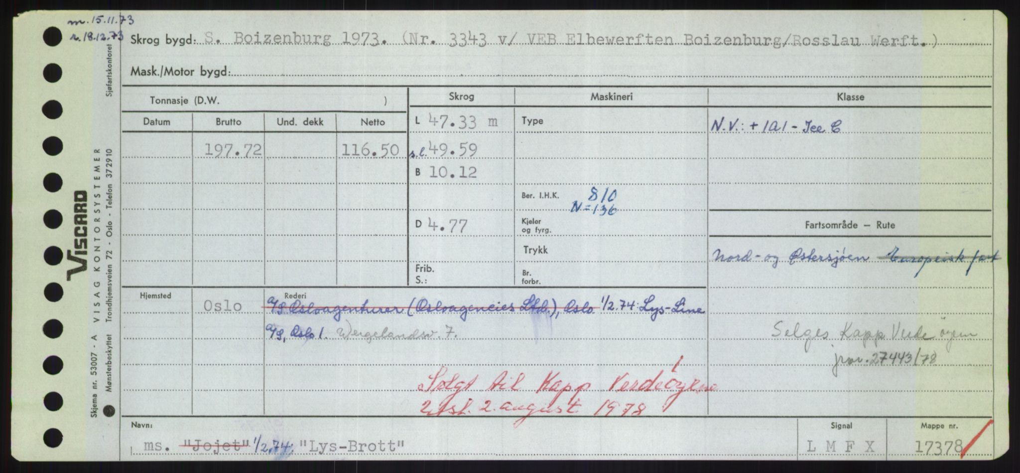 Sjøfartsdirektoratet med forløpere, Skipsmålingen, RA/S-1627/H/Hd/L0023: Fartøy, Lia-Løv, p. 495