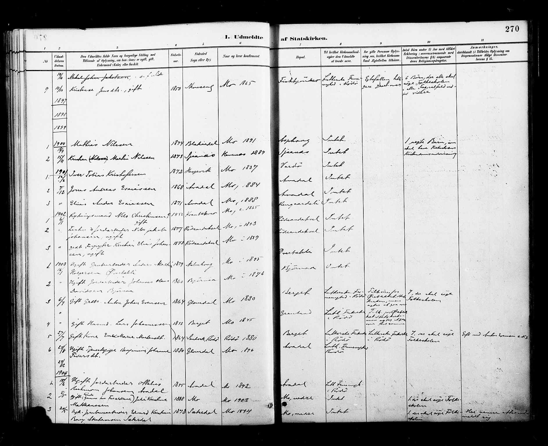 Ministerialprotokoller, klokkerbøker og fødselsregistre - Nordland, SAT/A-1459/827/L0401: Parish register (official) no. 827A13, 1887-1905, p. 270