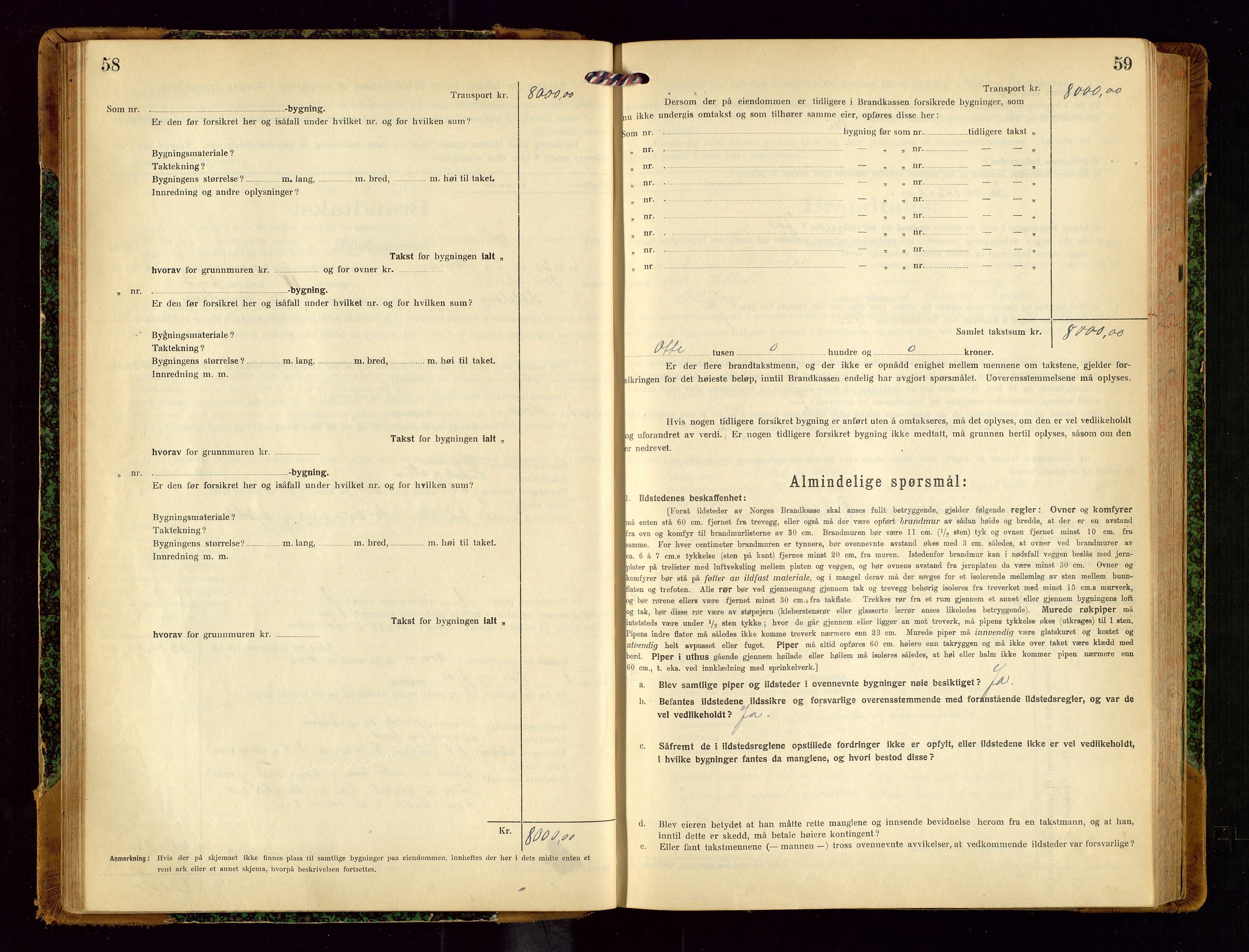 Helleland lensmannskontor, AV/SAST-A-100209/Gob/L0002: "Brandtakstprotokoll", 1921-1930, p. 58-59