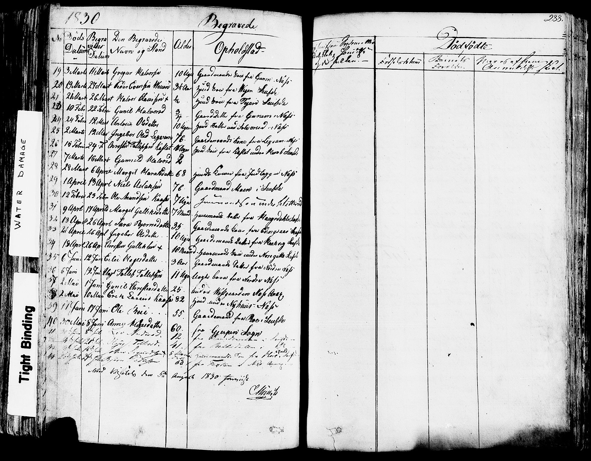 Sauherad kirkebøker, AV/SAKO-A-298/F/Fa/L0006: Parish register (official) no. I 6, 1827-1850, p. 288