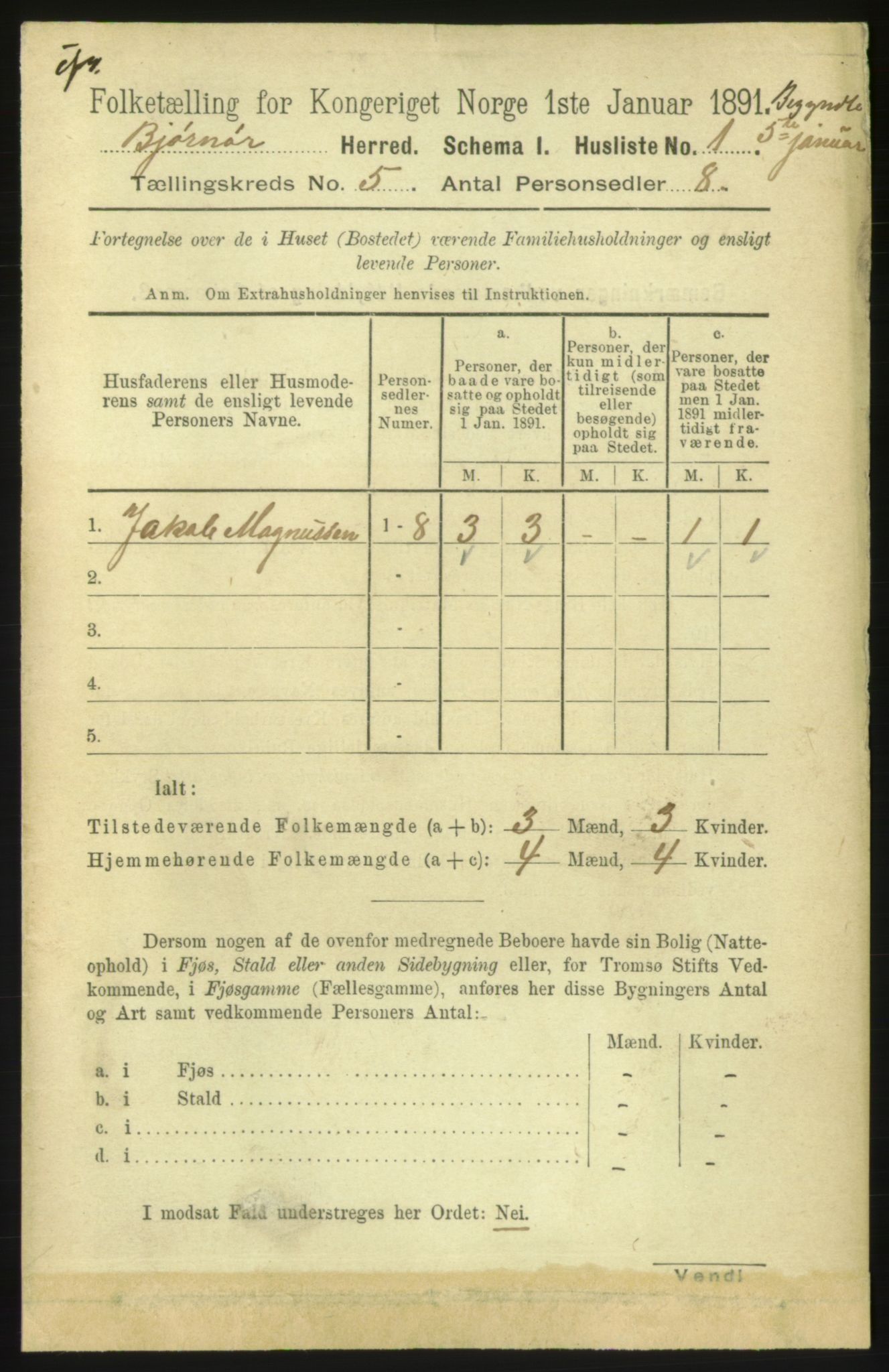 RA, 1891 census for 1632 Bjørnør, 1891, p. 2242