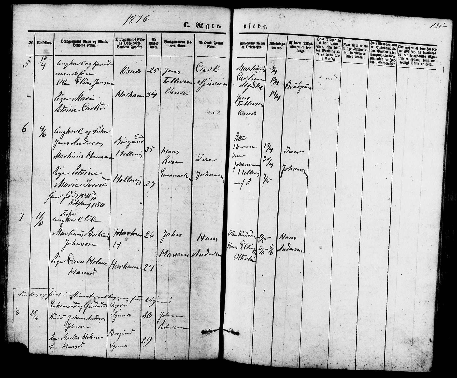 Ministerialprotokoller, klokkerbøker og fødselsregistre - Møre og Romsdal, SAT/A-1454/536/L0500: Parish register (official) no. 536A09, 1876-1889, p. 184