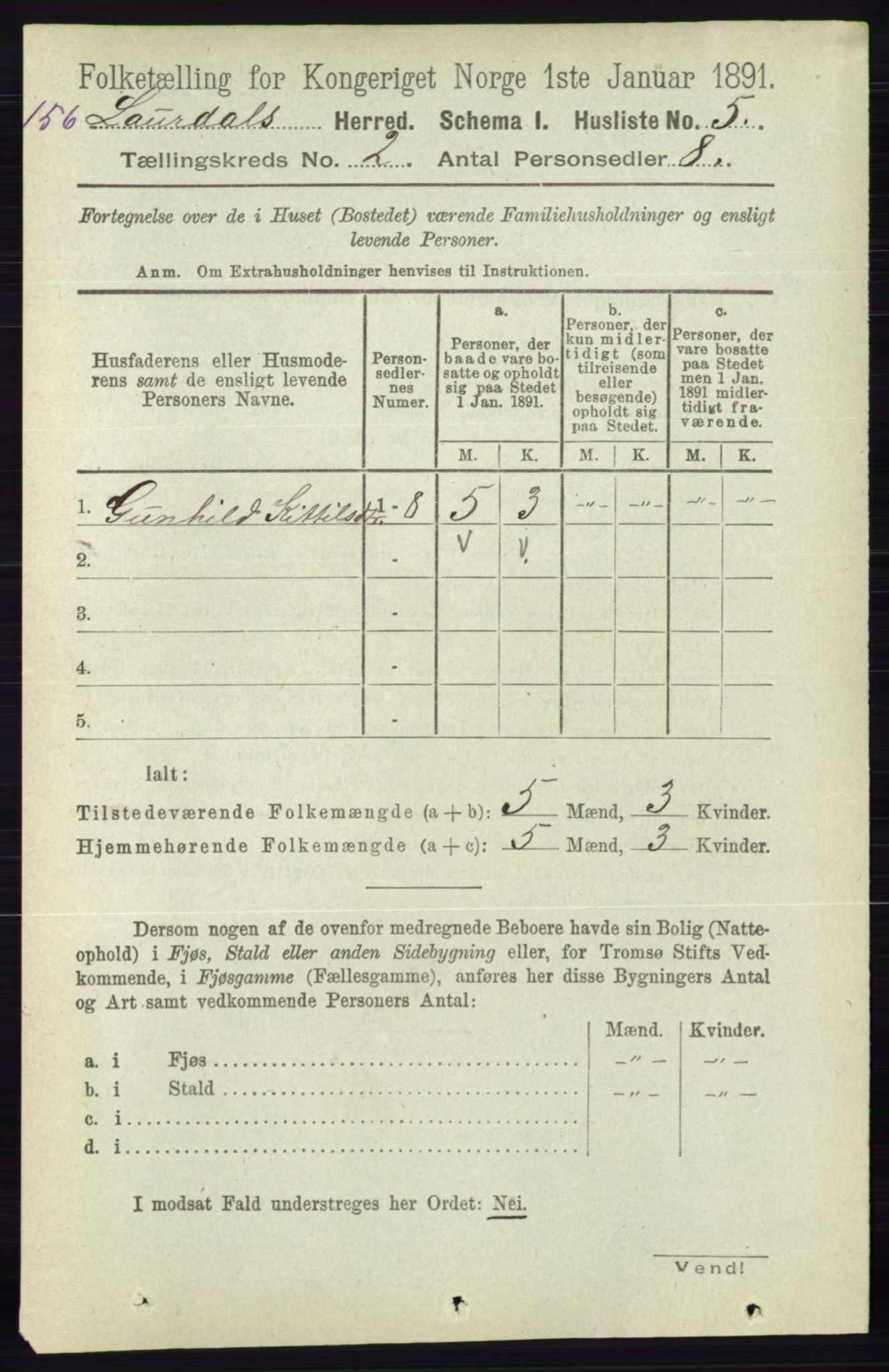 RA, 1891 census for 0833 Lårdal, 1891, p. 575