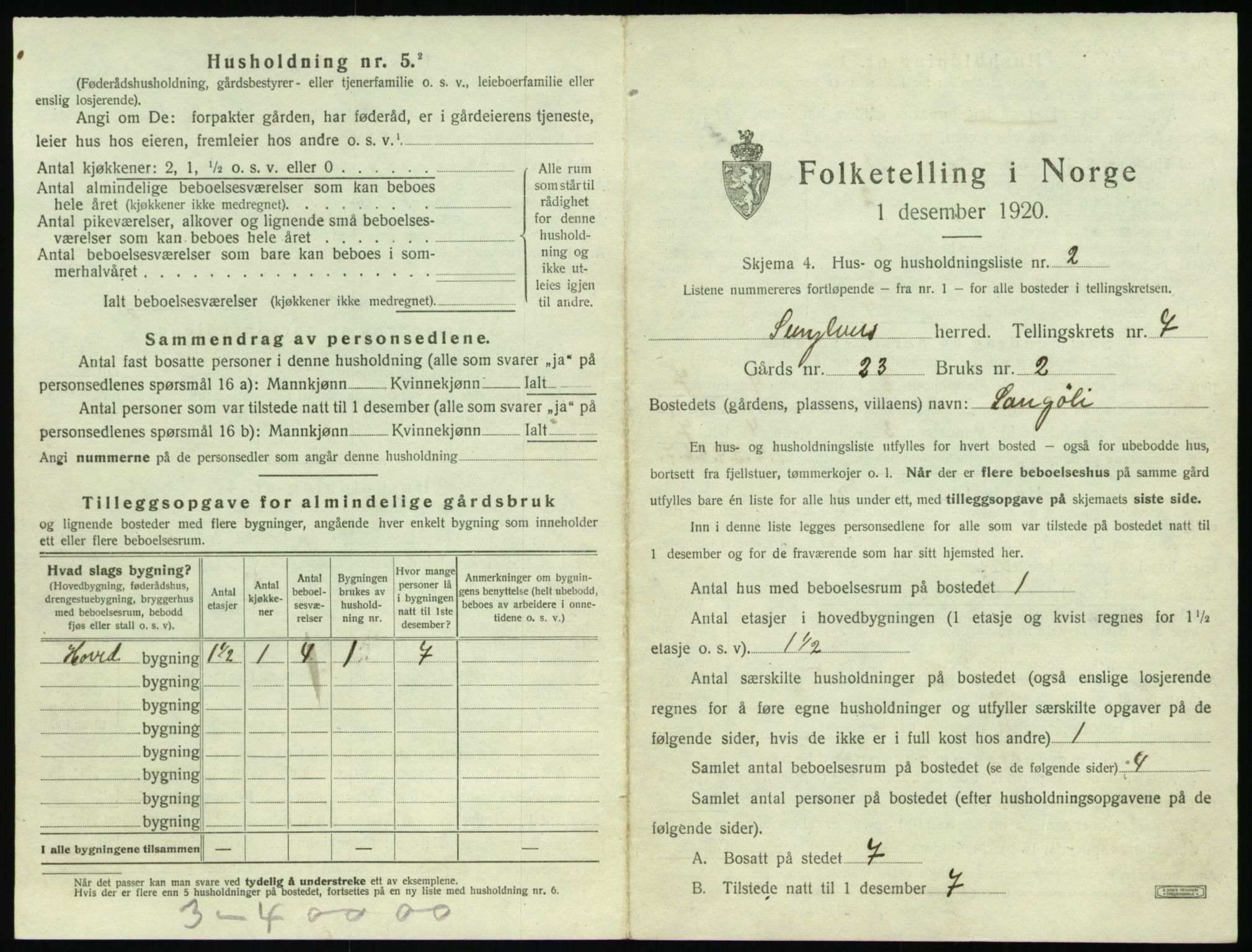 SAT, 1920 census for Sunnylven, 1920, p. 362