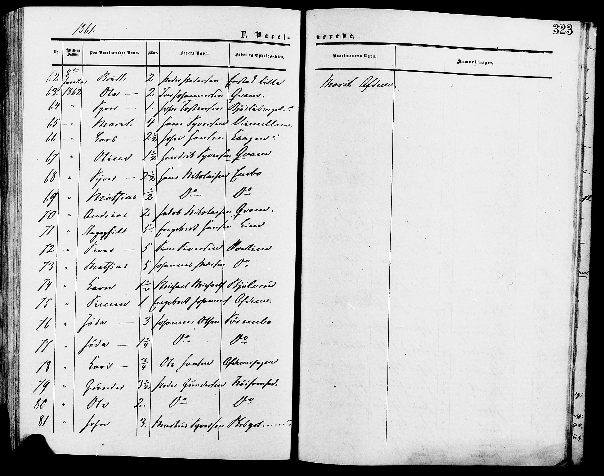 Lesja prestekontor, AV/SAH-PREST-068/H/Ha/Haa/L0009: Parish register (official) no. 9, 1854-1889, p. 323