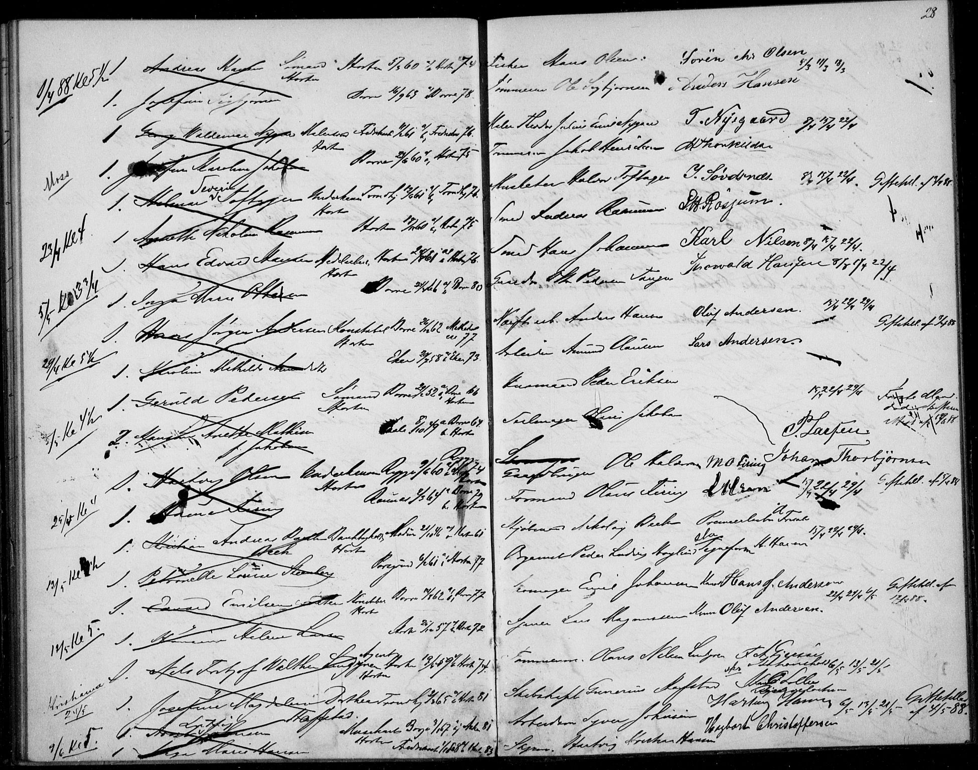 Horten kirkebøker, AV/SAKO-A-348/H/Ha/L0002: Banns register no. 2, 1881-1891, p. 28