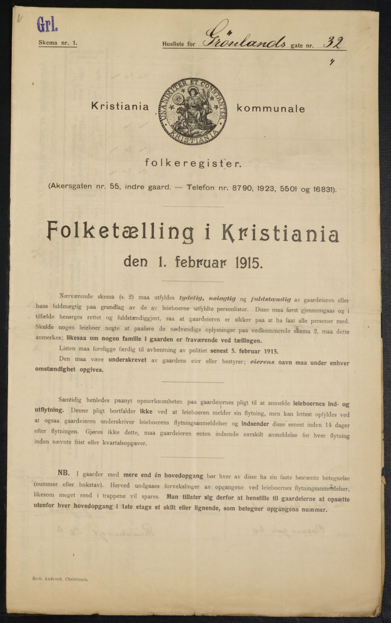 OBA, Municipal Census 1915 for Kristiania, 1915, p. 31143