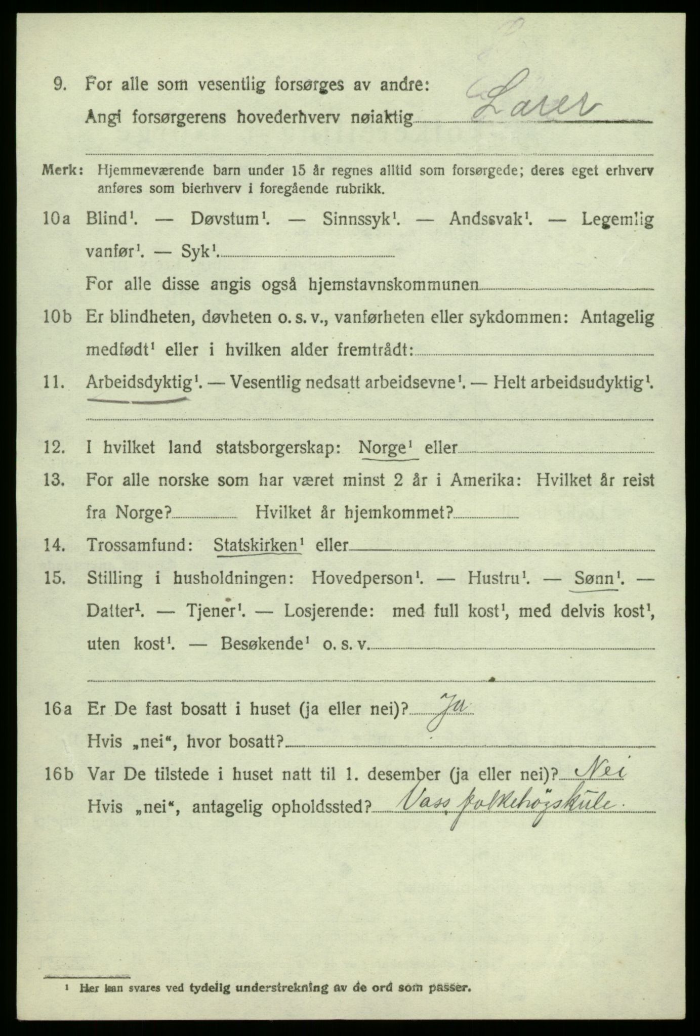 SAB, 1920 census for Kvam, 1920, p. 5650