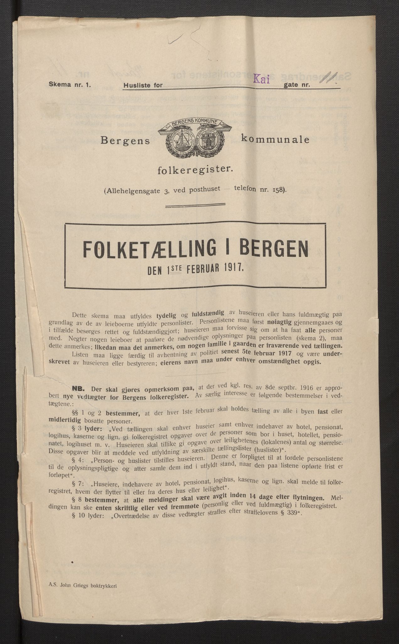 SAB, Municipal Census 1917 for Bergen, 1917, p. 16500