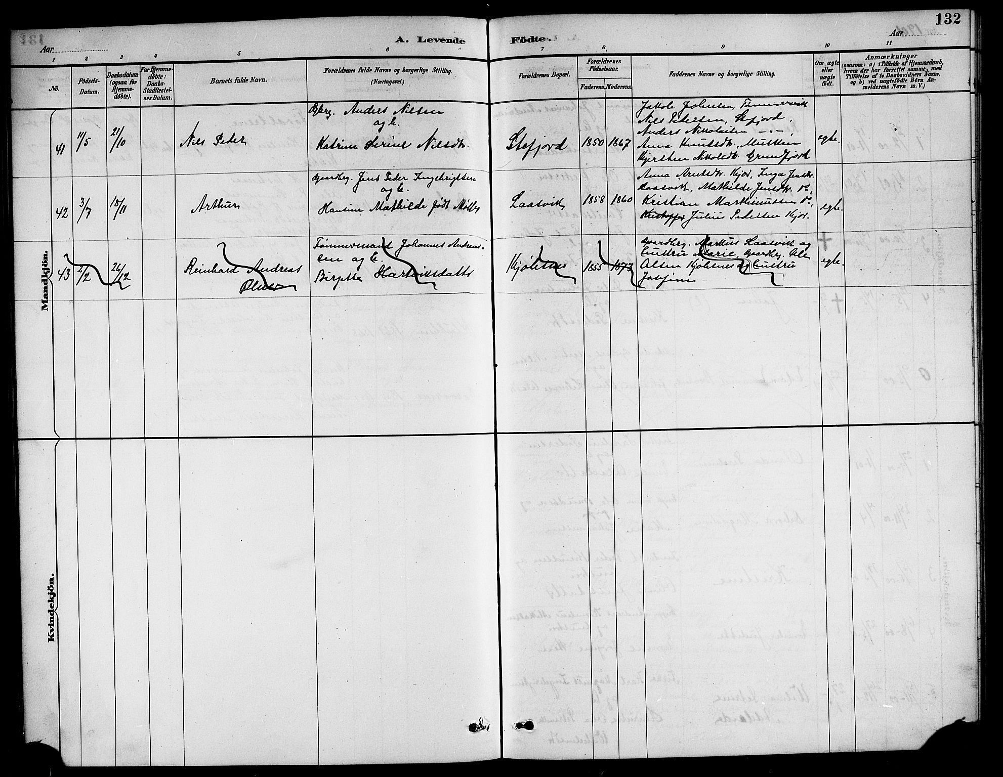 Ministerialprotokoller, klokkerbøker og fødselsregistre - Nordland, AV/SAT-A-1459/861/L0876: Parish register (copy) no. 861C02, 1887-1903, p. 132