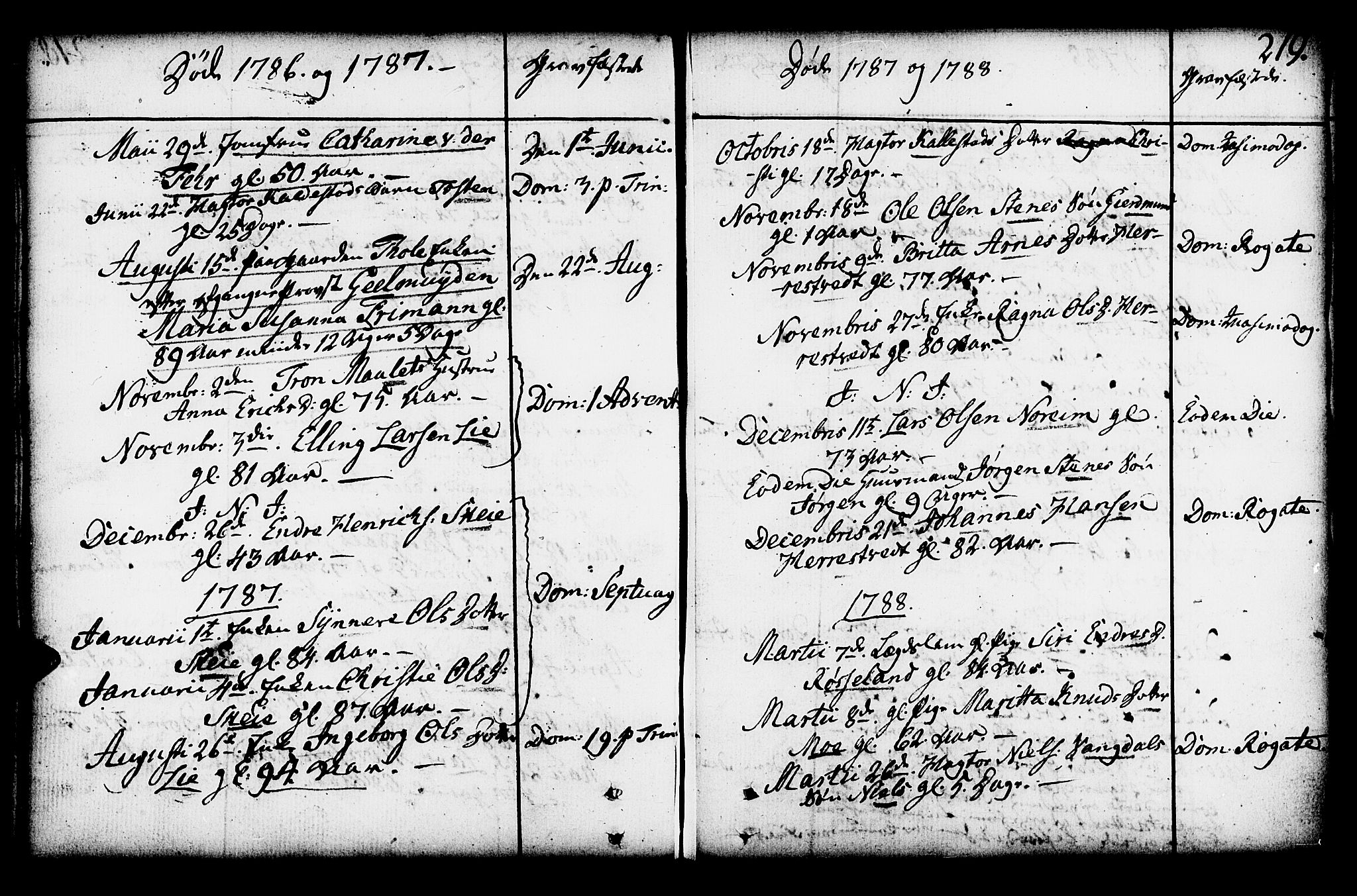 Kvam sokneprestembete, AV/SAB-A-76201/H/Haa: Parish register (official) no. A 3, 1743-1795, p. 219