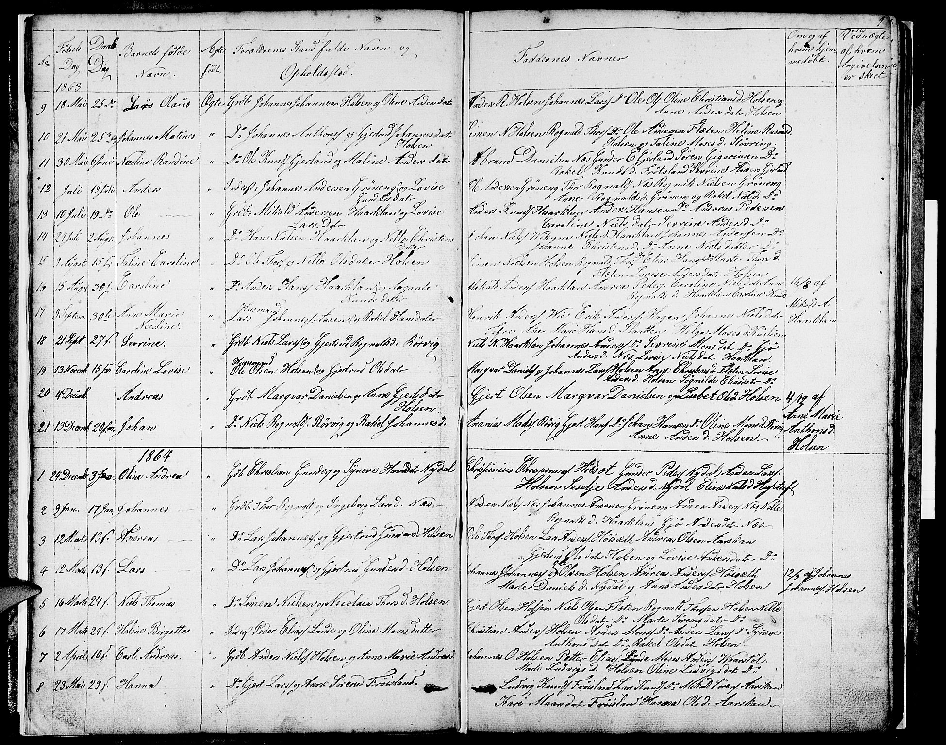 Førde sokneprestembete, SAB/A-79901/H/Hab/Habc/L0001: Parish register (copy) no. C 1, 1853-1880, p. 9