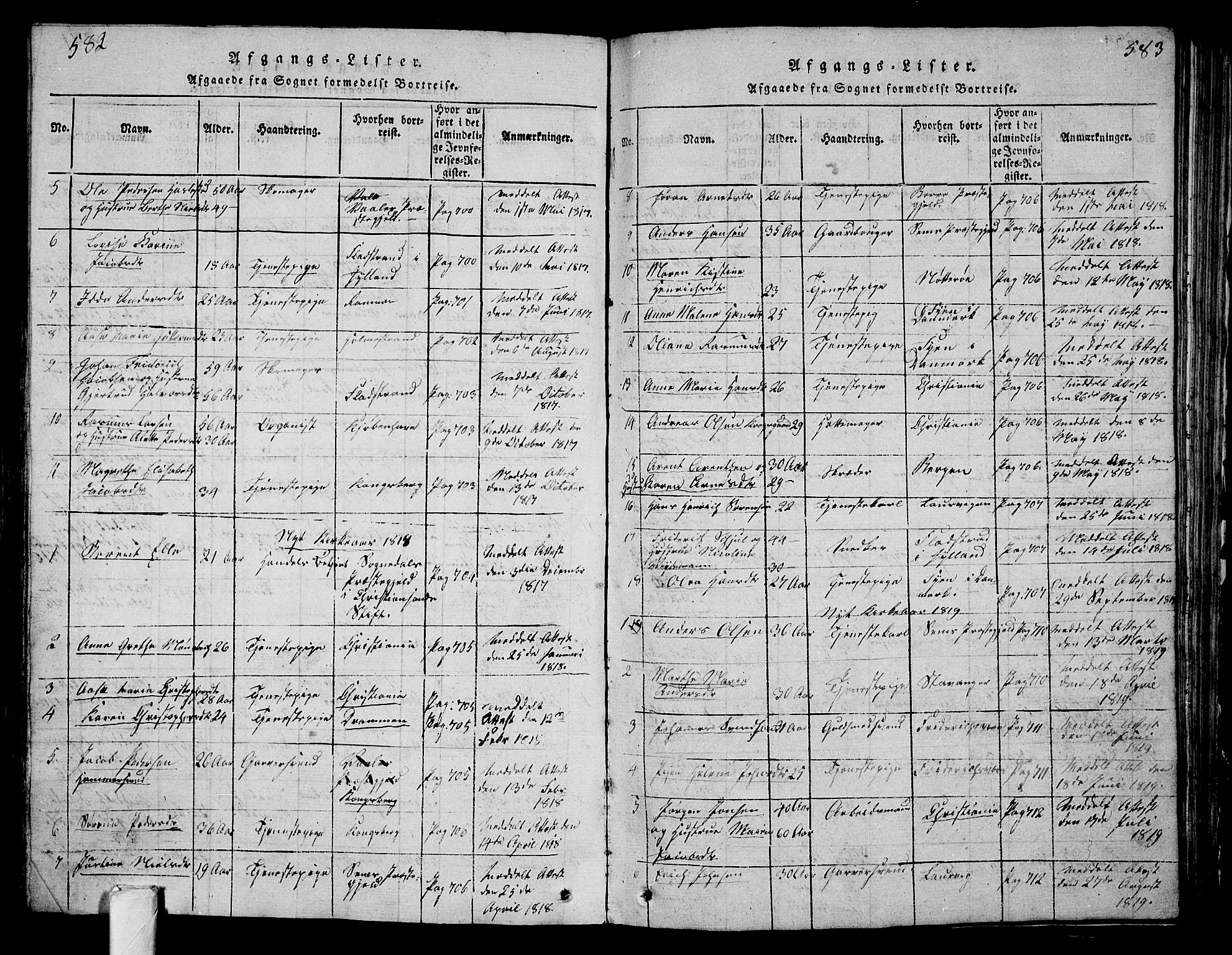 Tønsberg kirkebøker, SAKO/A-330/G/Ga/L0001: Parish register (copy) no. 1, 1813-1826, p. 582-583