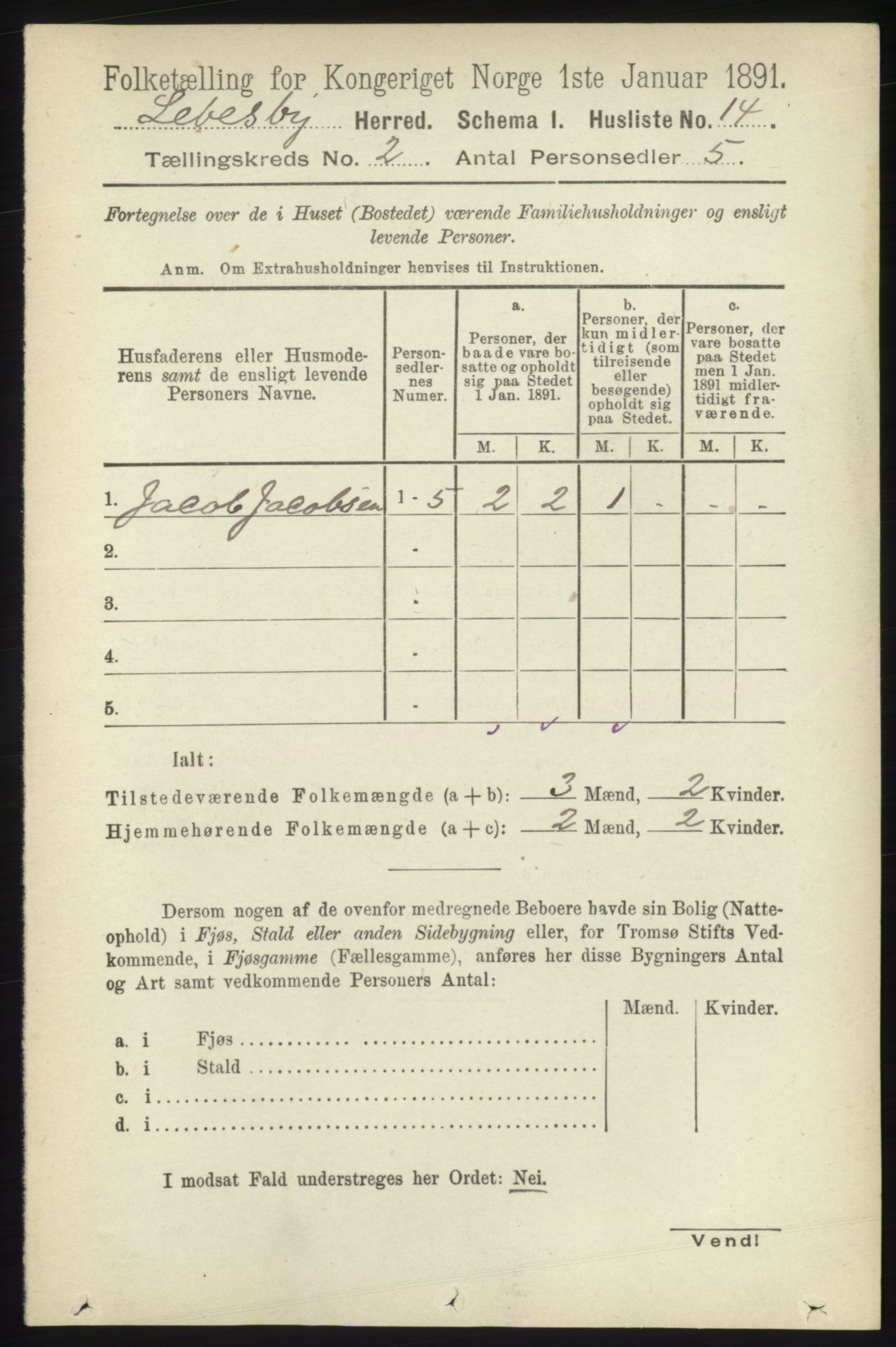 RA, 1891 census for 2022 Lebesby, 1891, p. 267