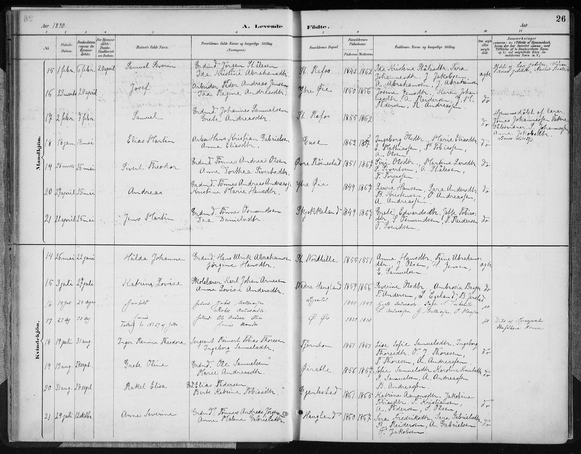 Kvinesdal sokneprestkontor, AV/SAK-1111-0026/F/Fa/Fab/L0008: Parish register (official) no. A 8, 1886-1897, p. 26