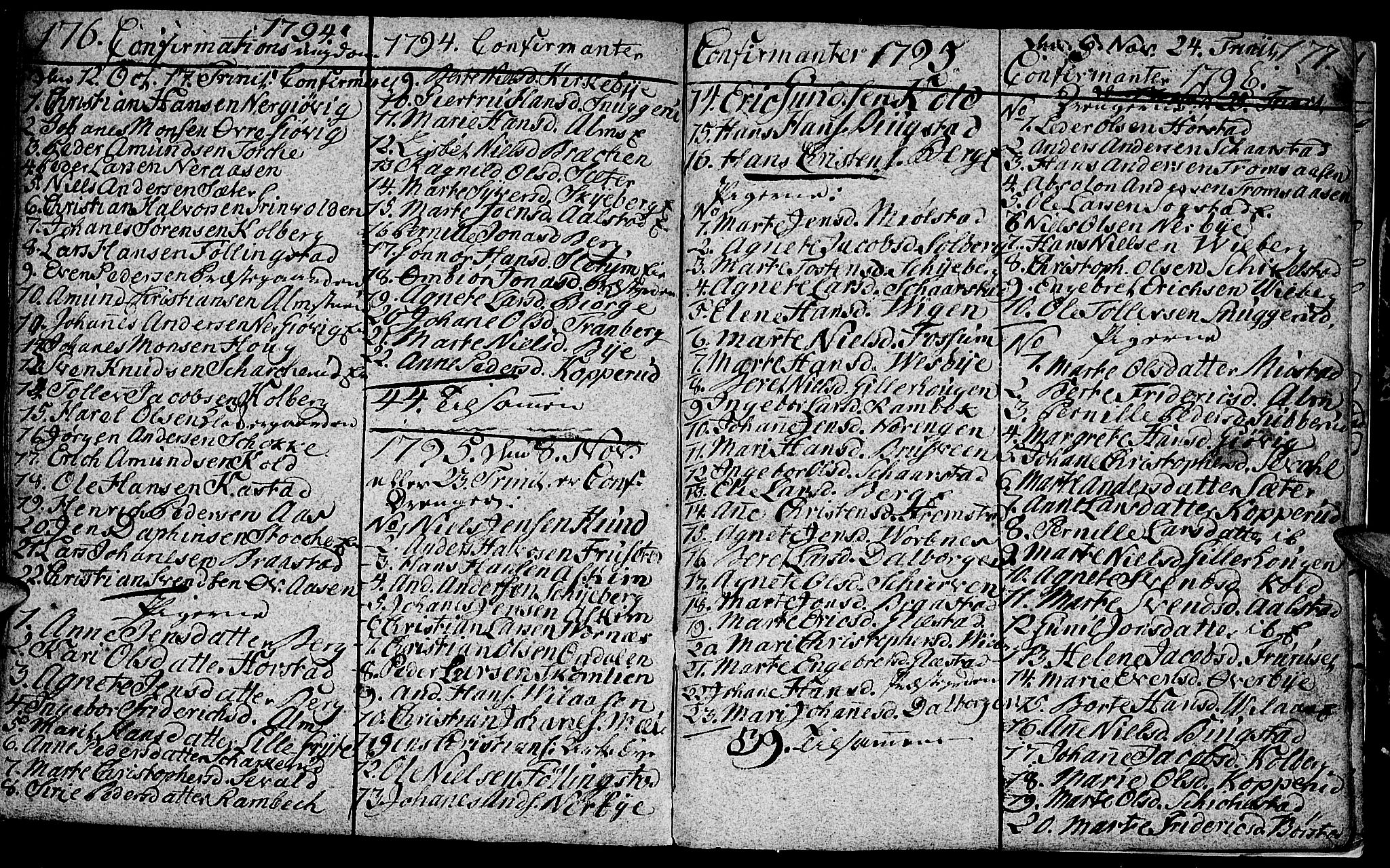 Vardal prestekontor, SAH/PREST-100/H/Ha/Hab/L0002: Parish register (copy) no. 2, 1790-1803, p. 176-177