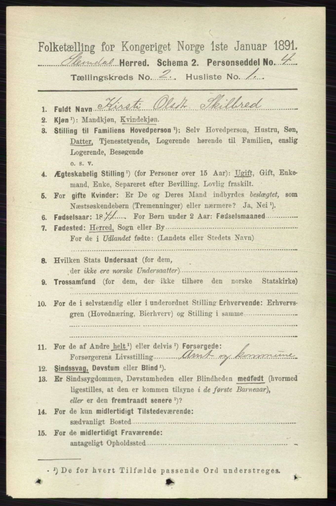 RA, 1891 census for 0811 Slemdal, 1891, p. 370