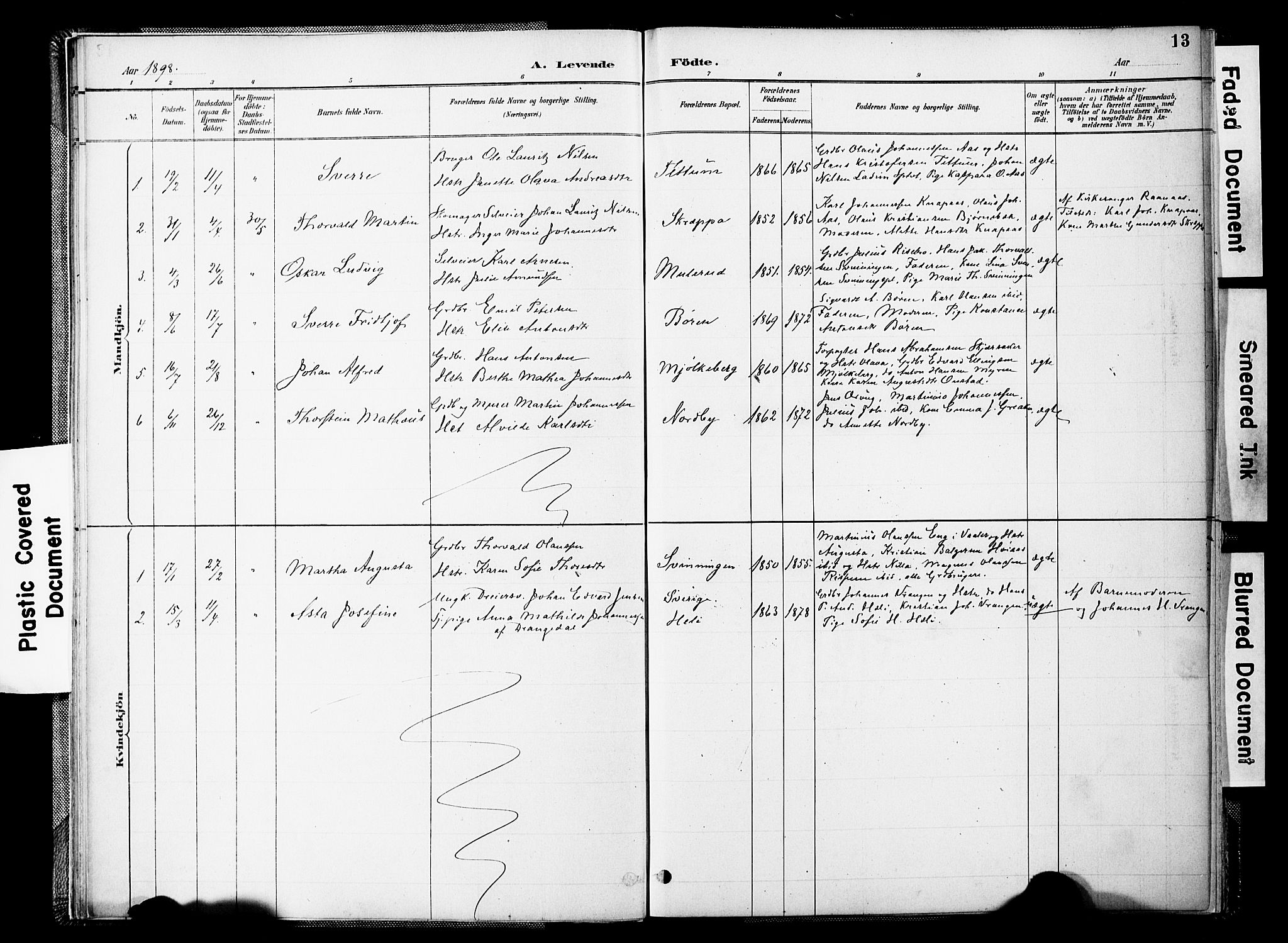 Spydeberg prestekontor Kirkebøker, SAO/A-10924/F/Fc/L0001: Parish register (official) no. III 1, 1886-1907, p. 13