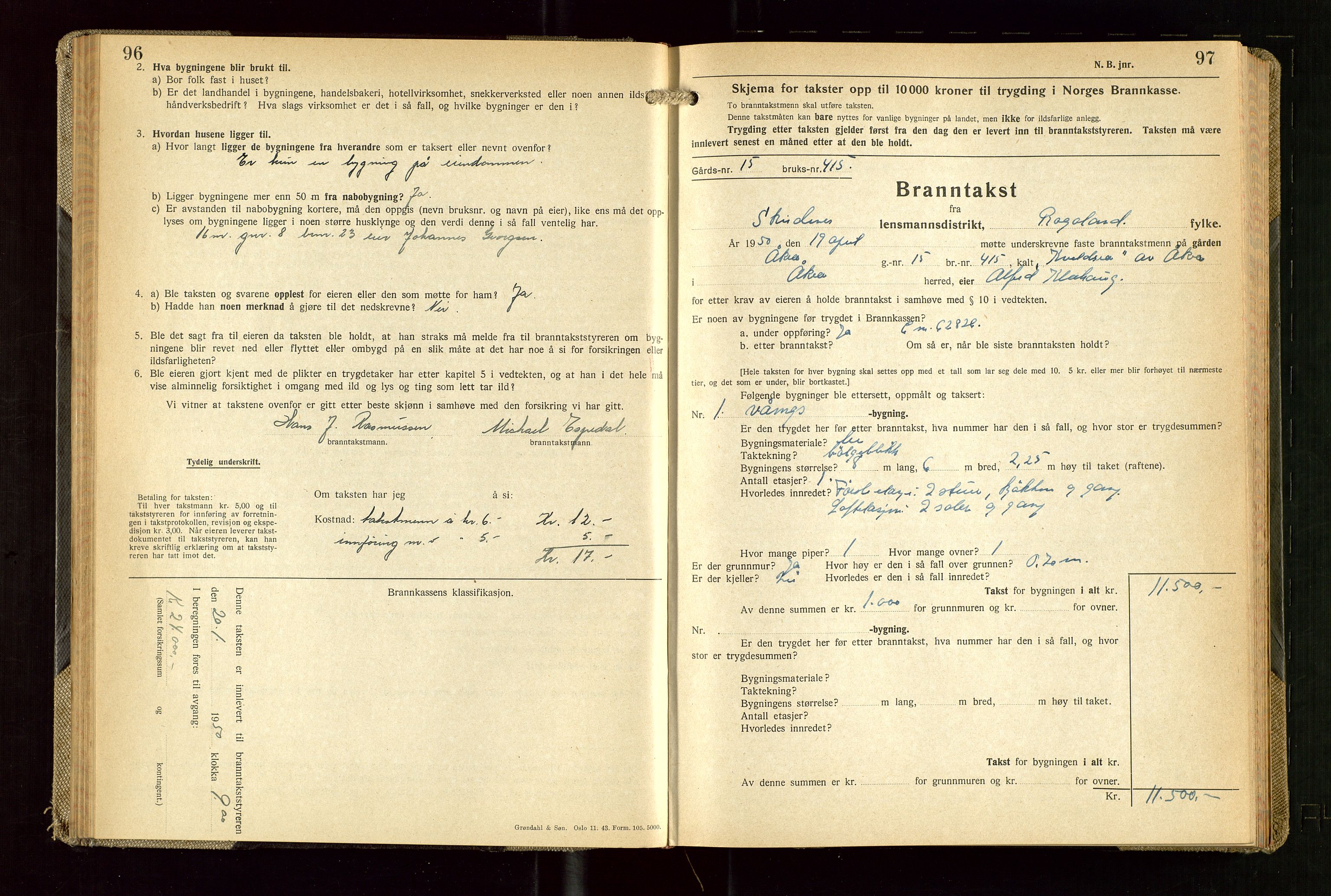 Skudenes lensmannskontor, AV/SAST-A-100444/Gob/L0003: "Brandtakstprotokoll", 1942-1954, p. 96-97