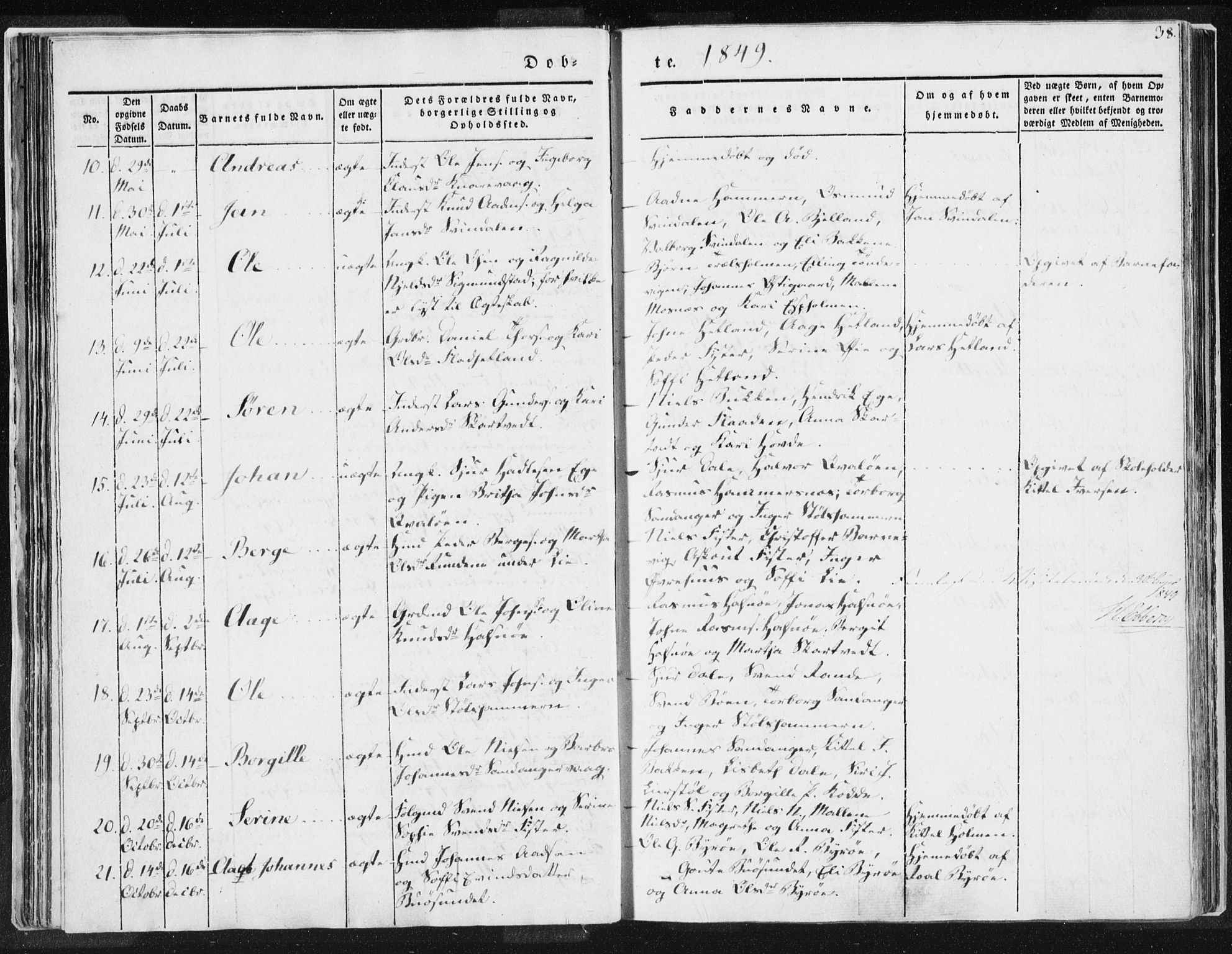 Hjelmeland sokneprestkontor, AV/SAST-A-101843/01/IV/L0007: Parish register (official) no. A 7, 1834-1850, p. 38