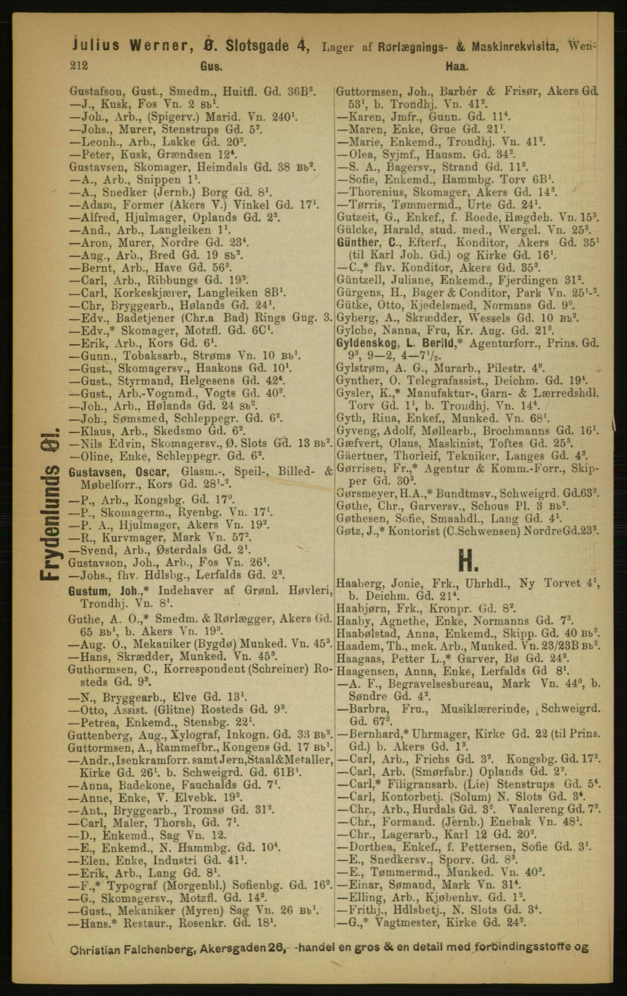 Kristiania/Oslo adressebok, PUBL/-, 1891, p. 212