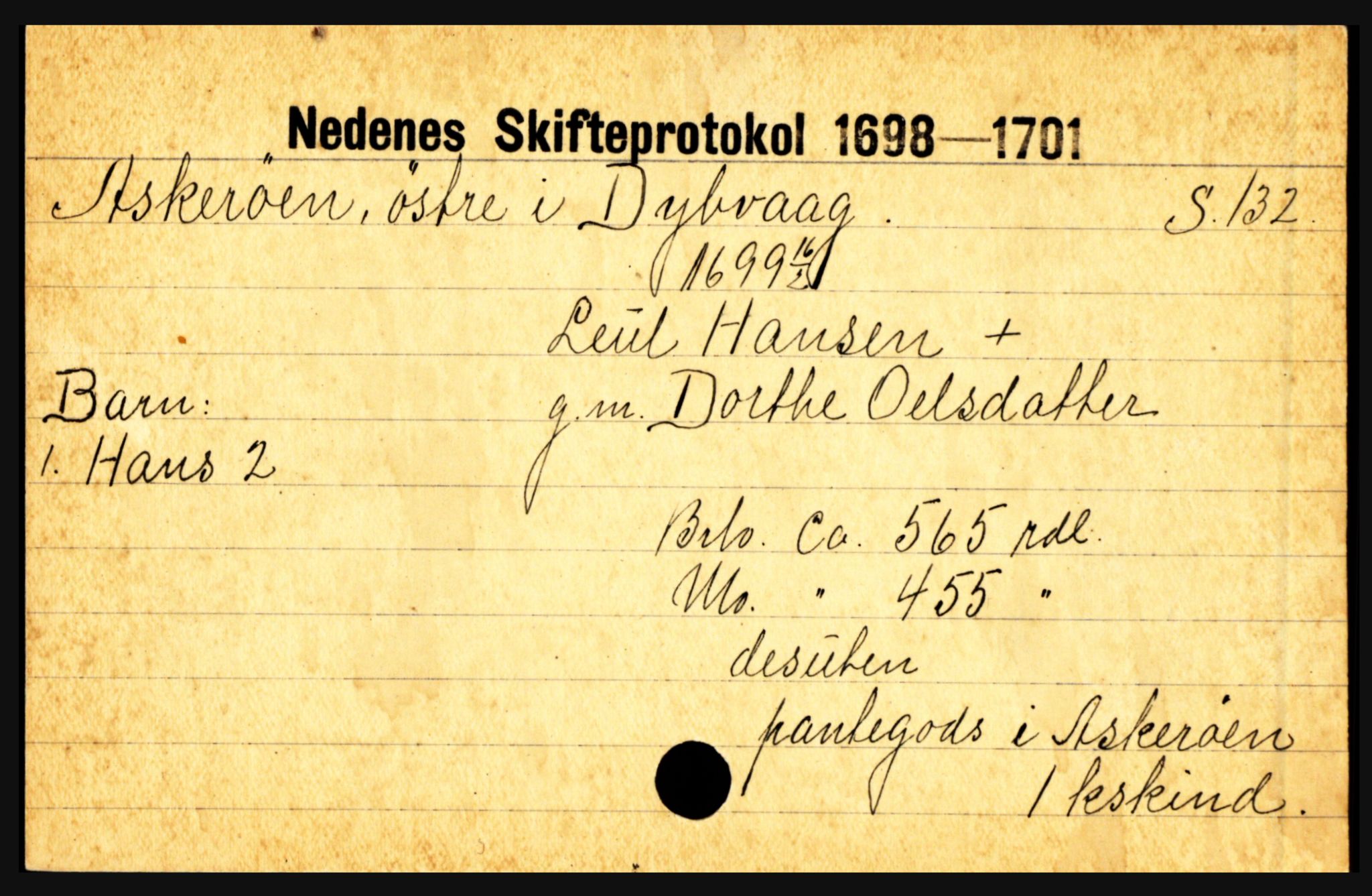 Nedenes sorenskriveri før 1824, AV/SAK-1221-0007/H, p. 1117